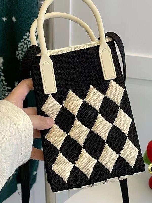 Houndstooth Split-Joint Bags Crossbody Bags Handbags Product Image