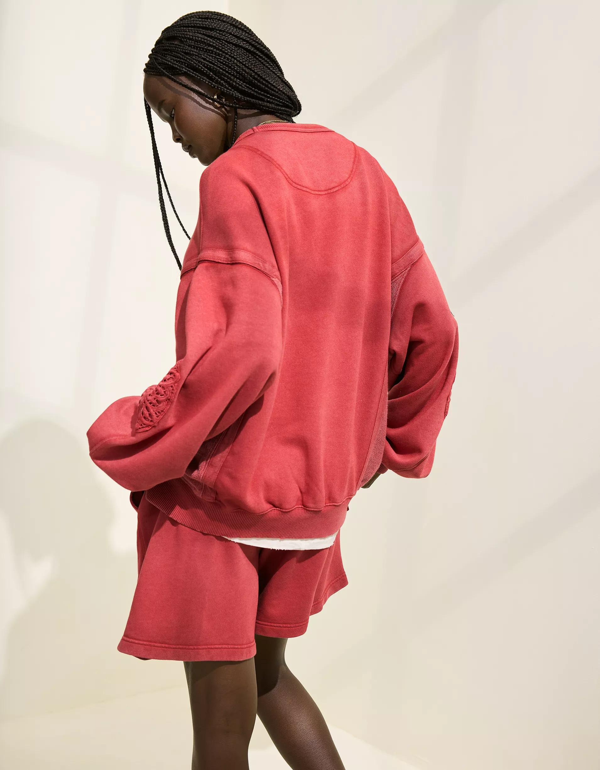 Aerie Keep It Light Crochet Crew Sweatshirt Product Image