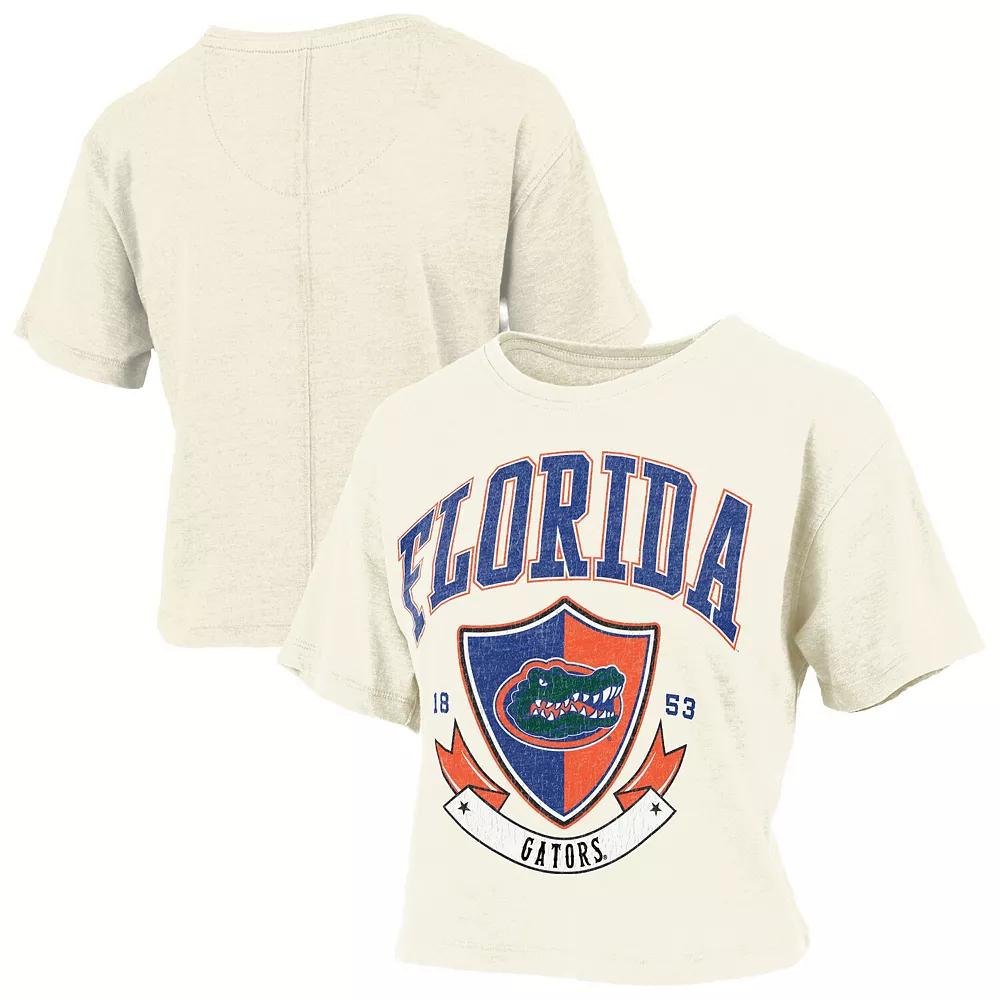 Womens Pressbox Cream Florida Gators Buckler Vintage Cropped T-Shirt Product Image