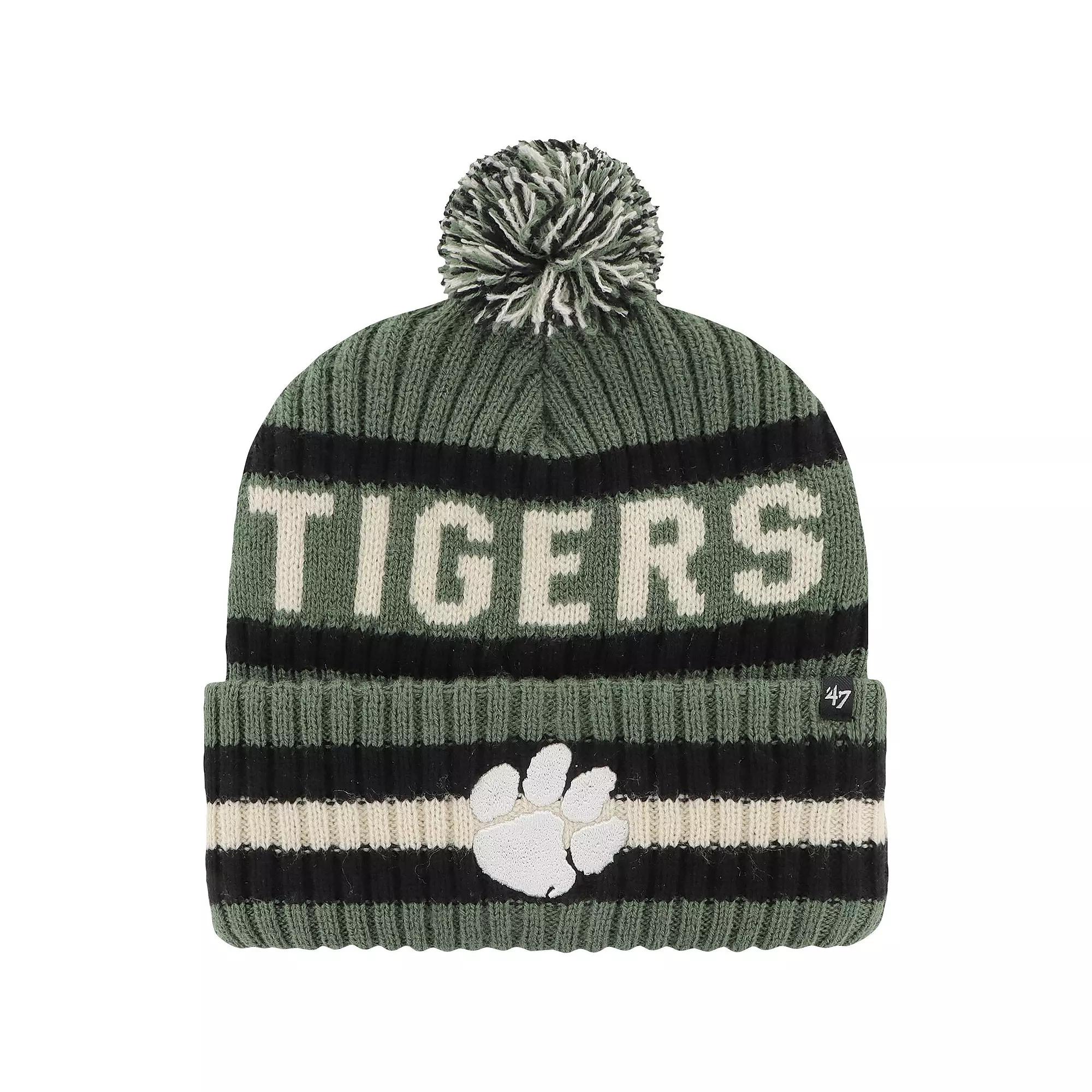 Men's '47 Green Clemson Tigers OHT Military Appreciation Bering Cuffed Knit Hat with Pom Product Image