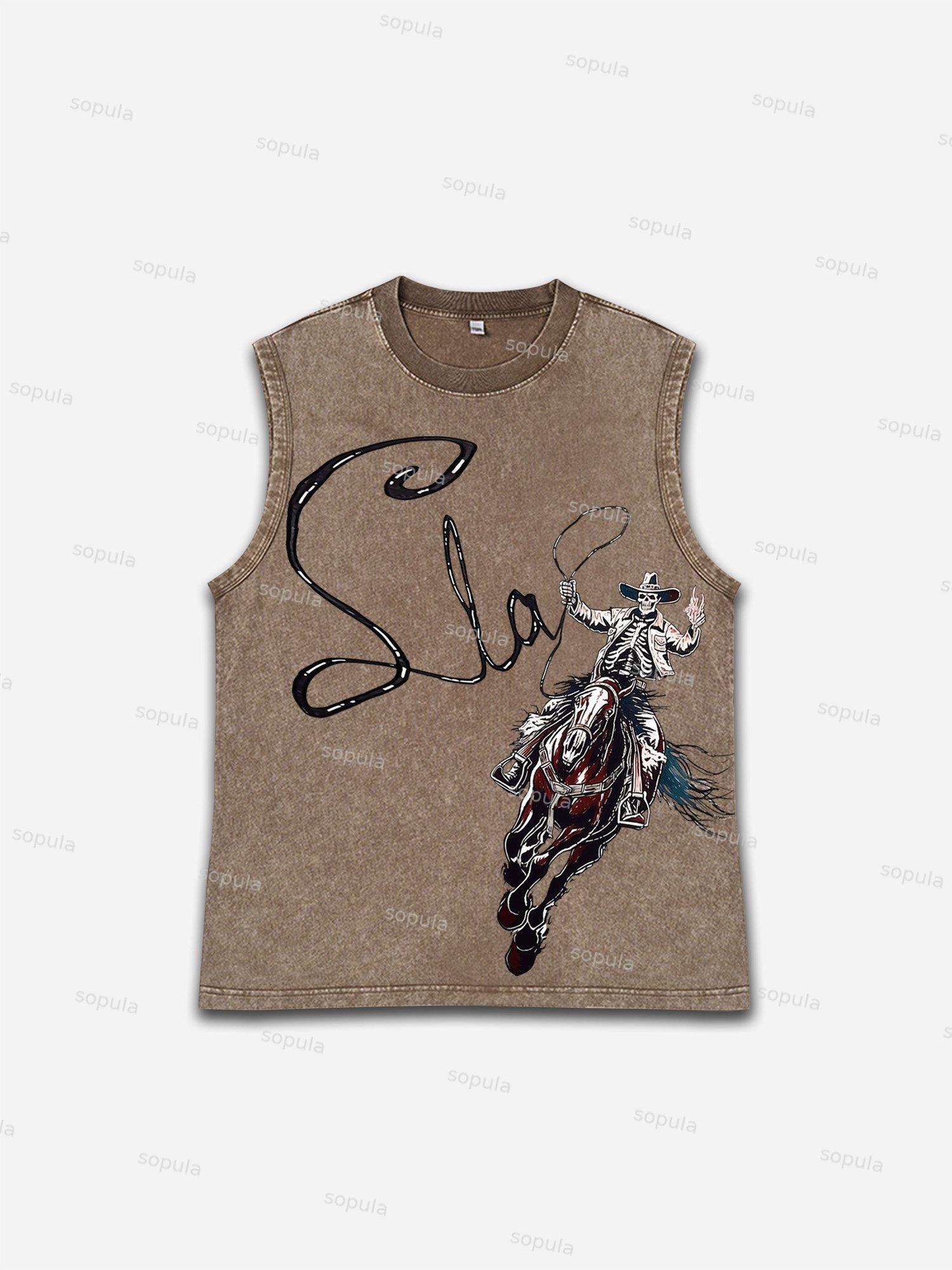 Skeleton Cowboy Wash Tank Top Product Image