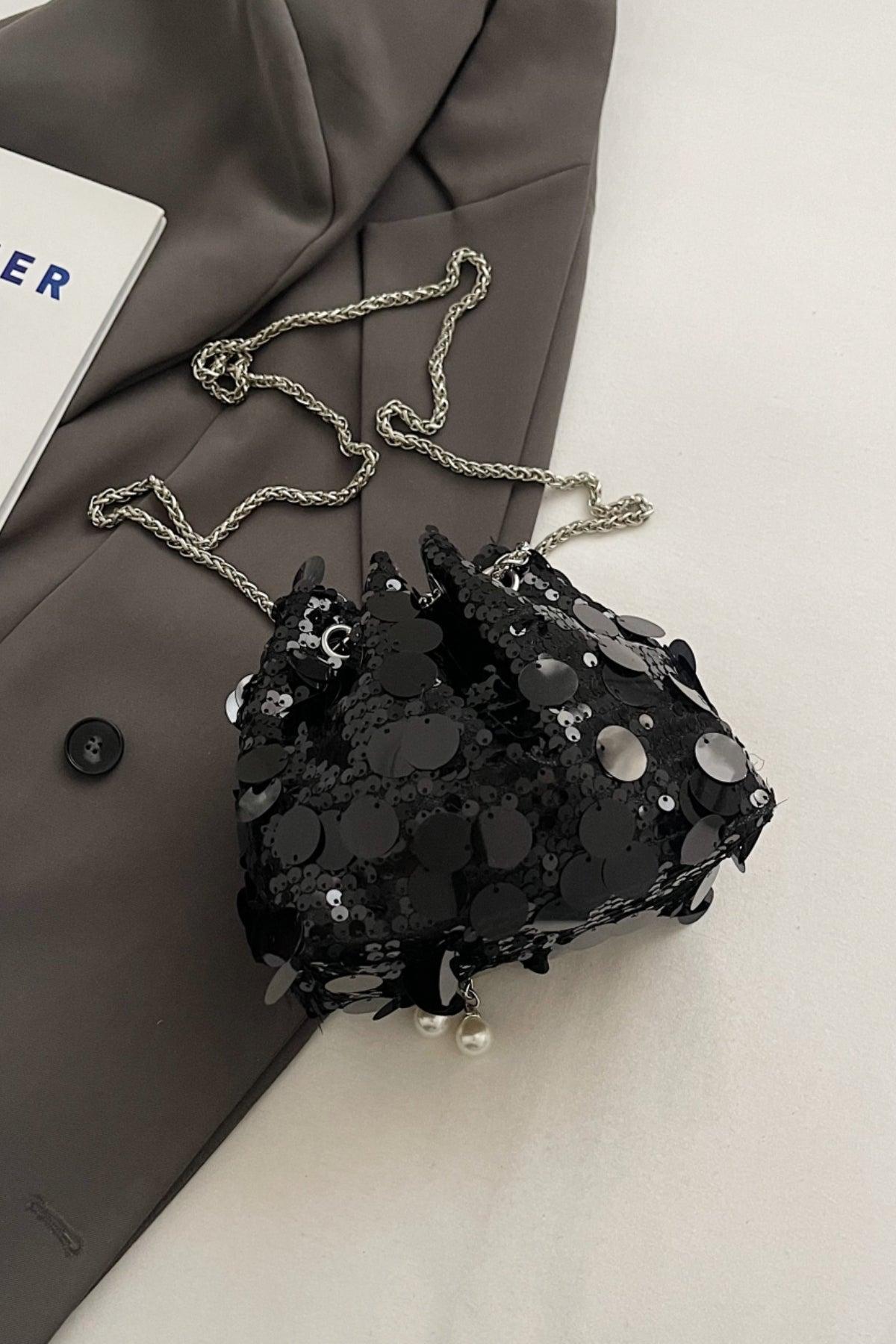 Drawstring Sequin Crossbody Bag Product Image