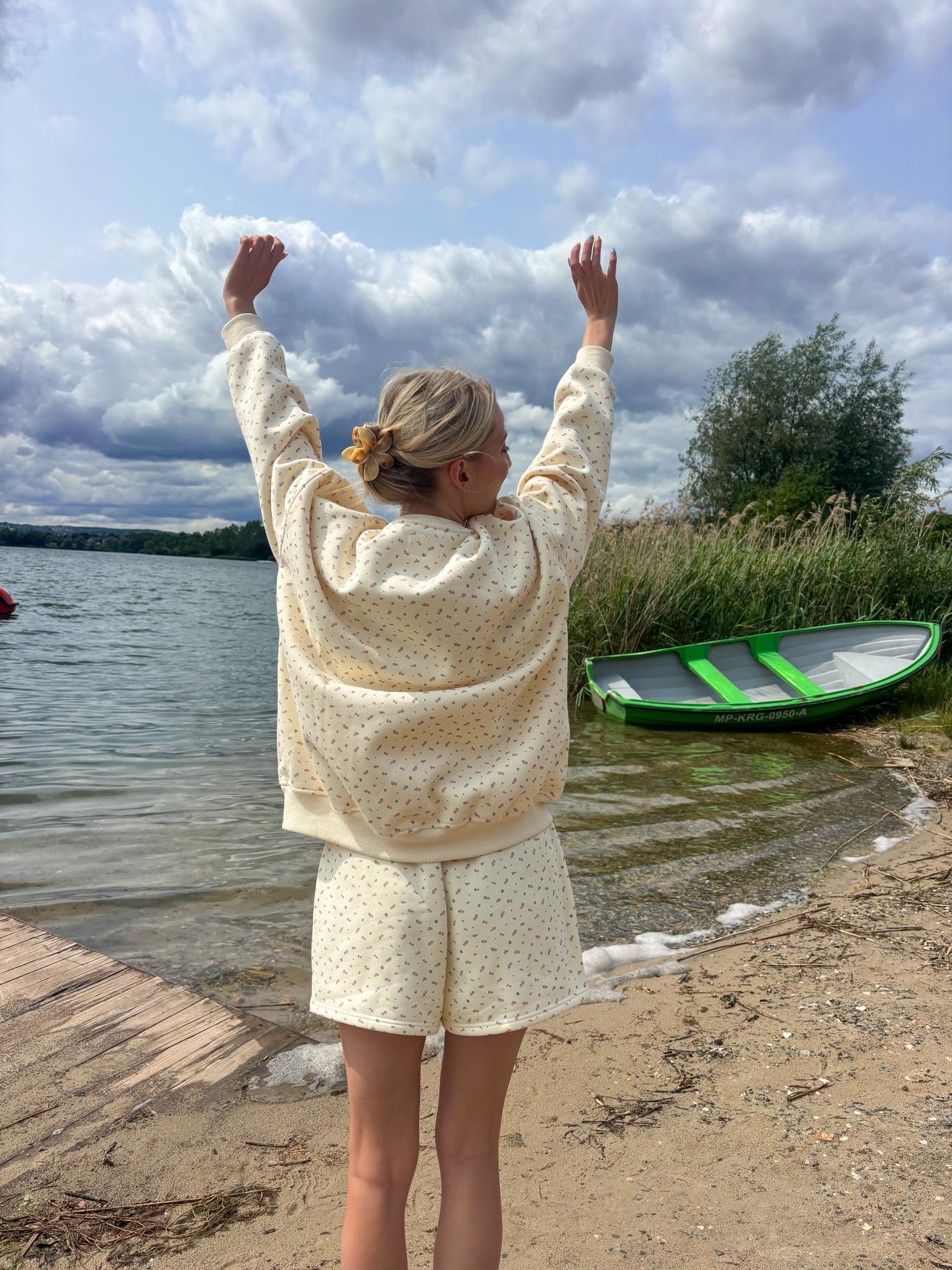 Blank Toasted Cream Roses Shorts Product Image