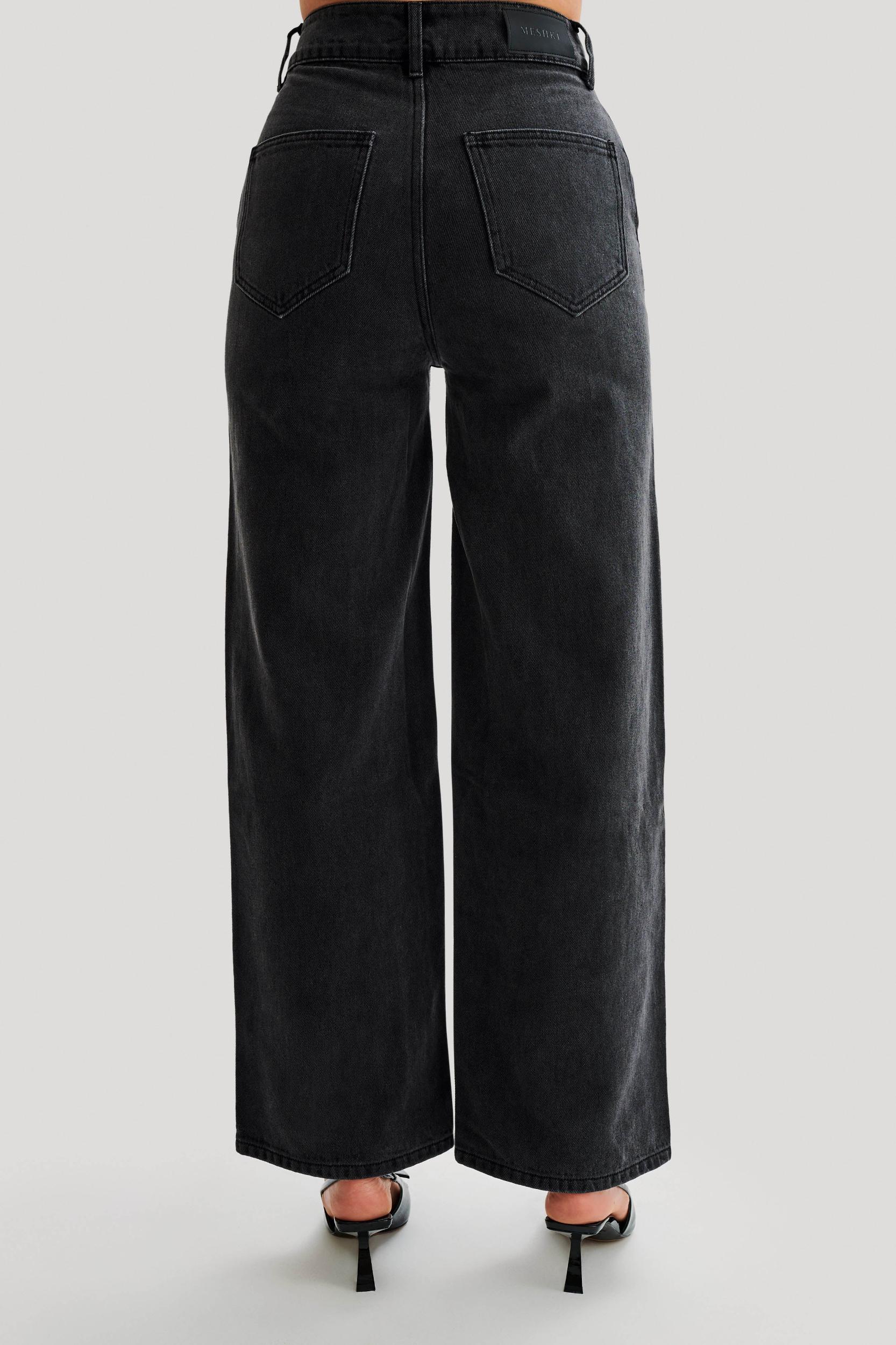 Roxy Wide Leg High Waist Denim Jeans - Washed Black Product Image