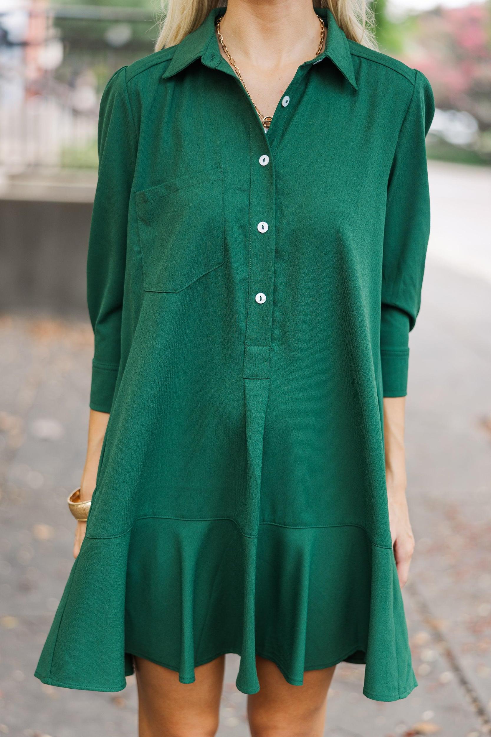 Share Your Story Hunter Green Shirt Dress Female Product Image