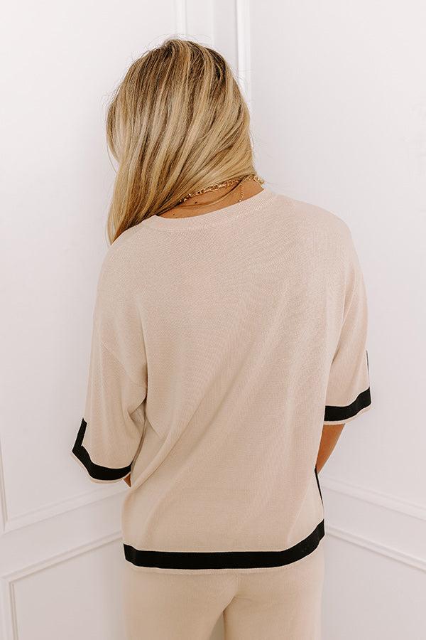 Uptown Cafe Knit Shift Top in Light Beige Product Image