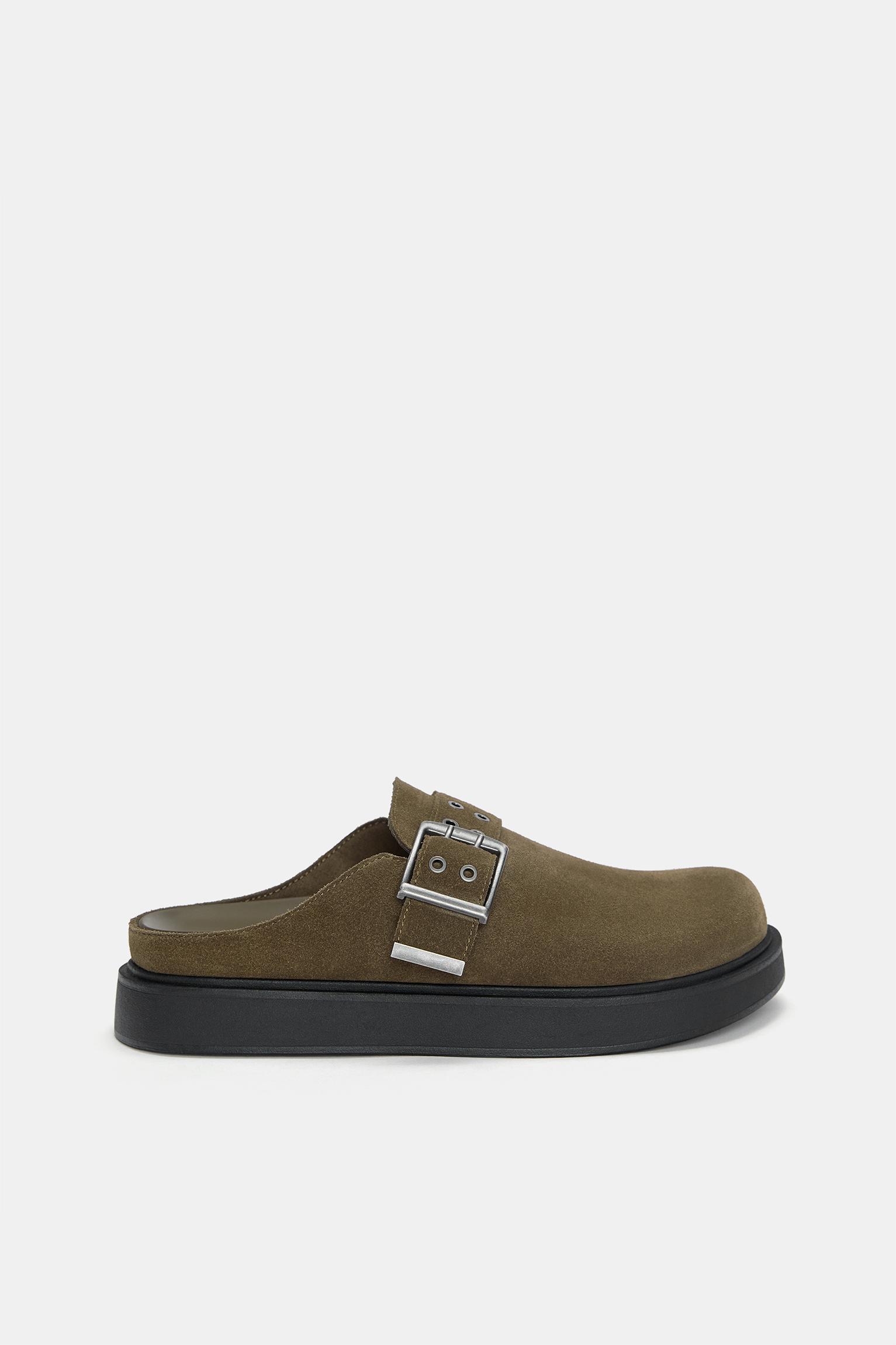 Leather clogs with buckle Product Image