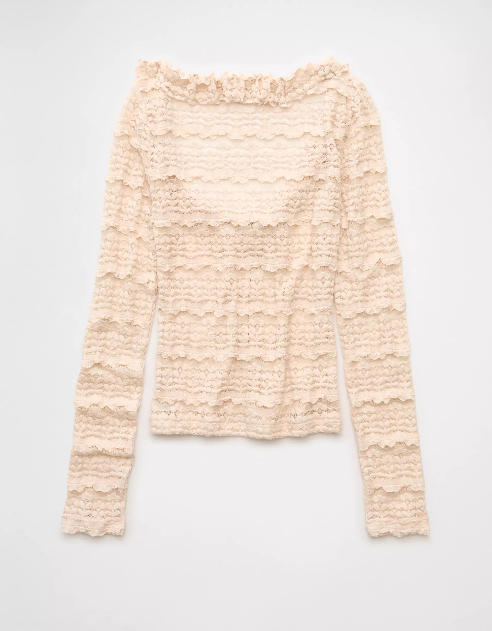 AE Ruffle Neck T-Shirt Product Image