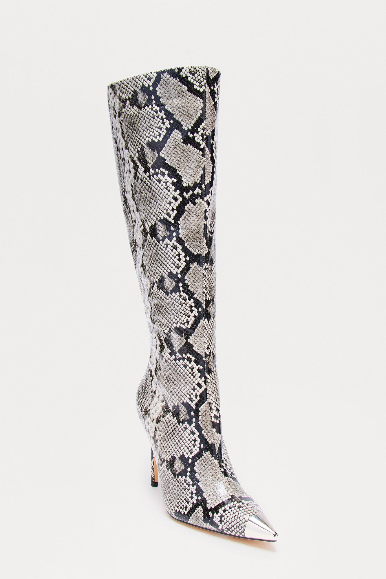 Siren Stiletto Knee High Boots - Grey/combo Female Product Image