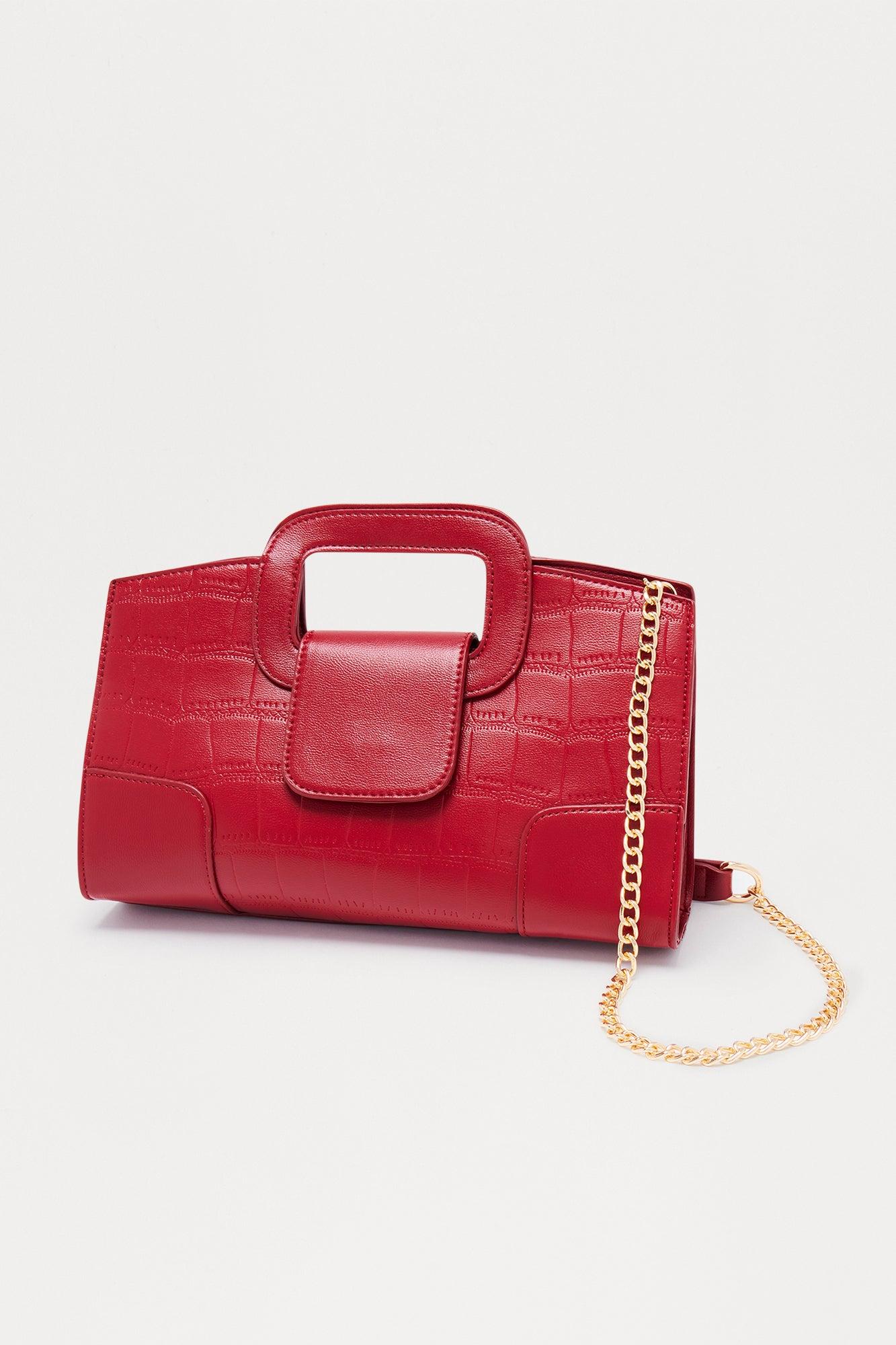 At My Fingertips Croc Faux Leather Clutch - Red Female Product Image