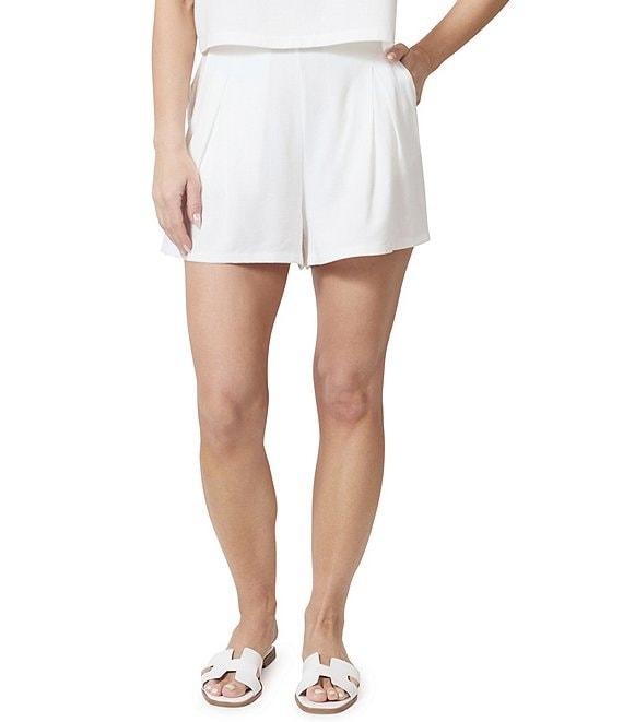 Stevie by Steve Madden Textured Linen Blend High Waist Pleated Shorts Product Image
