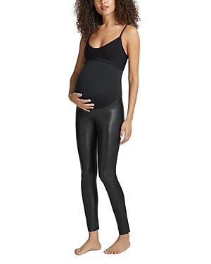 Womens Coated Faux Leather Maternity Leggings Product Image