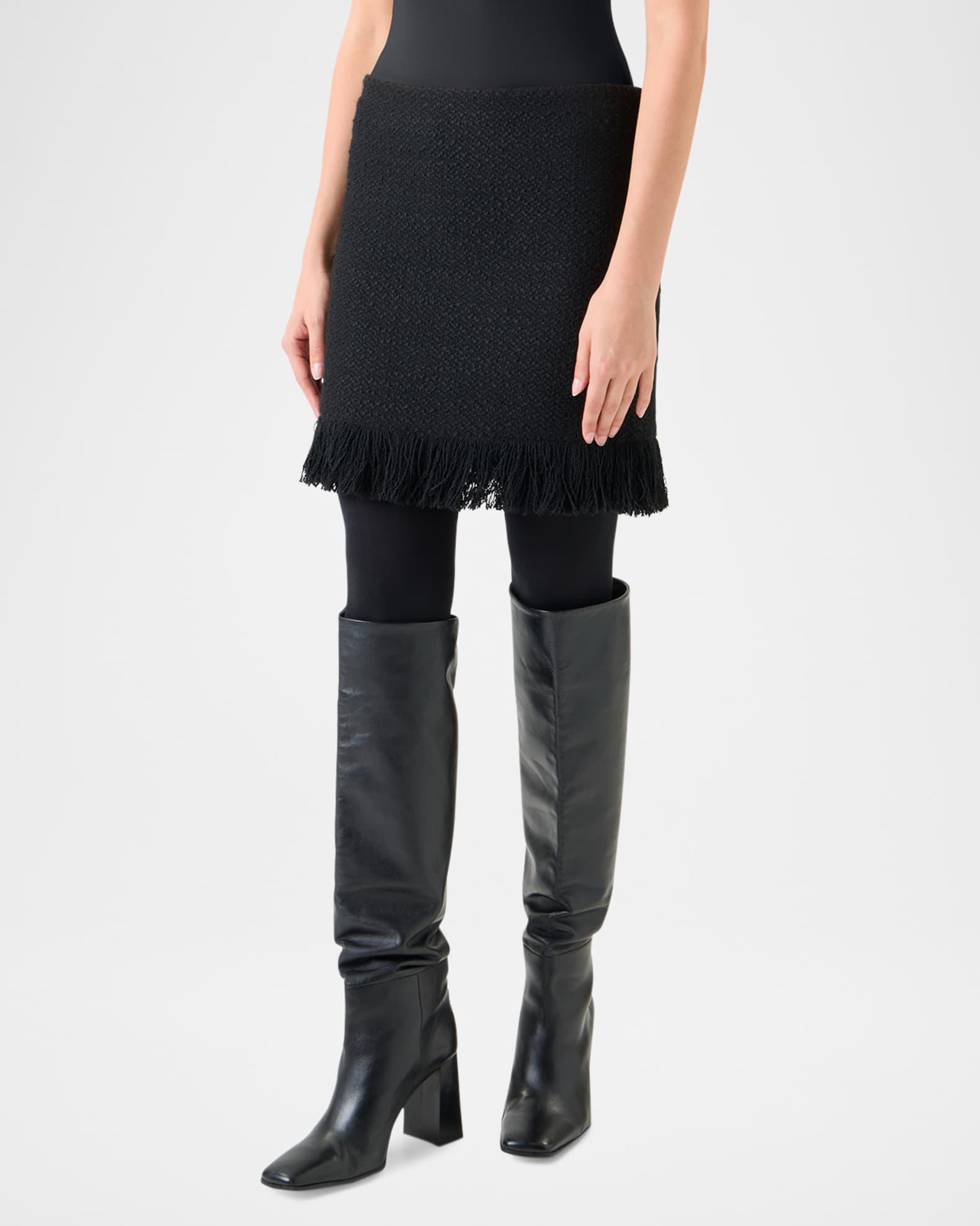 Boucle Tweed Fringed Mini Skirt Product Image