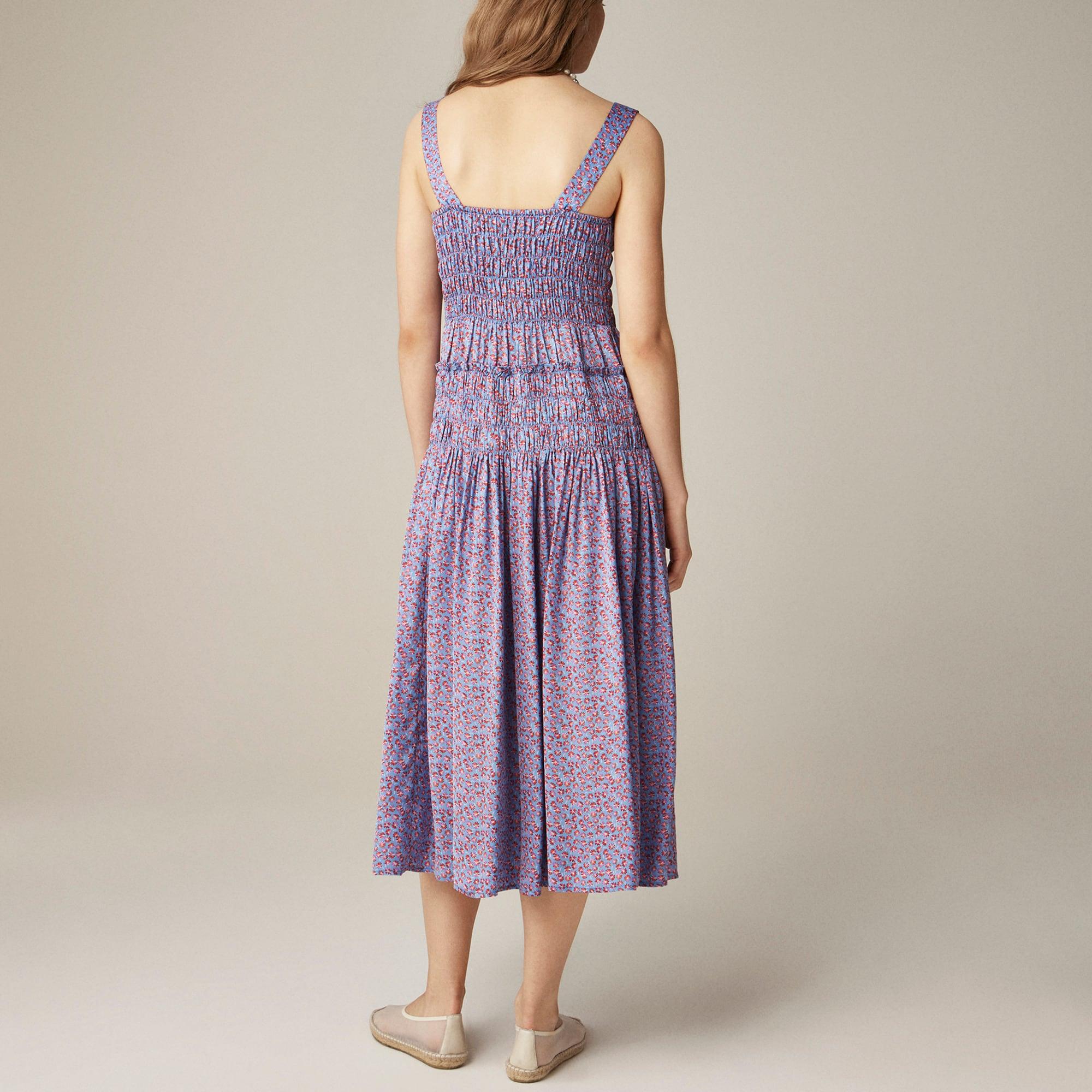 Smocked midi dress in summer fields print Product Image