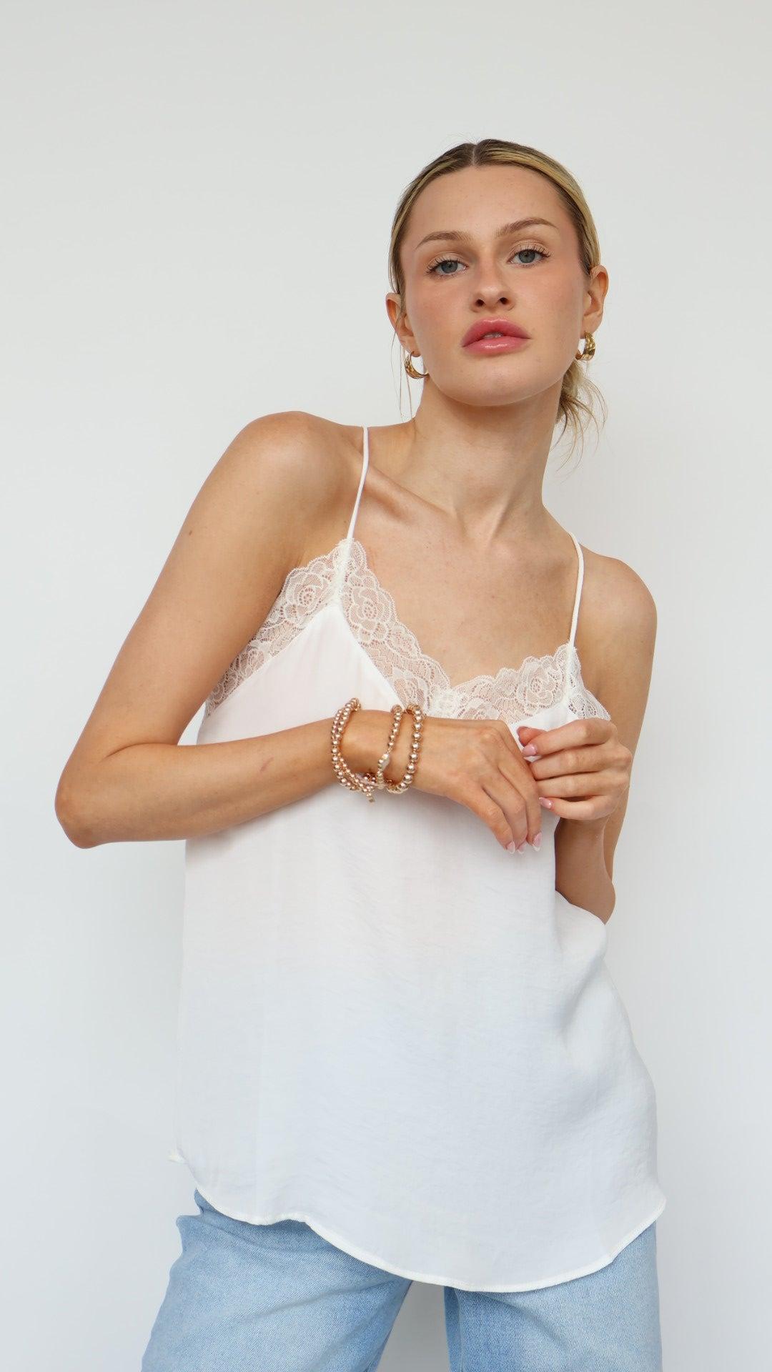 Lace Trim V Neck Cami Product Image