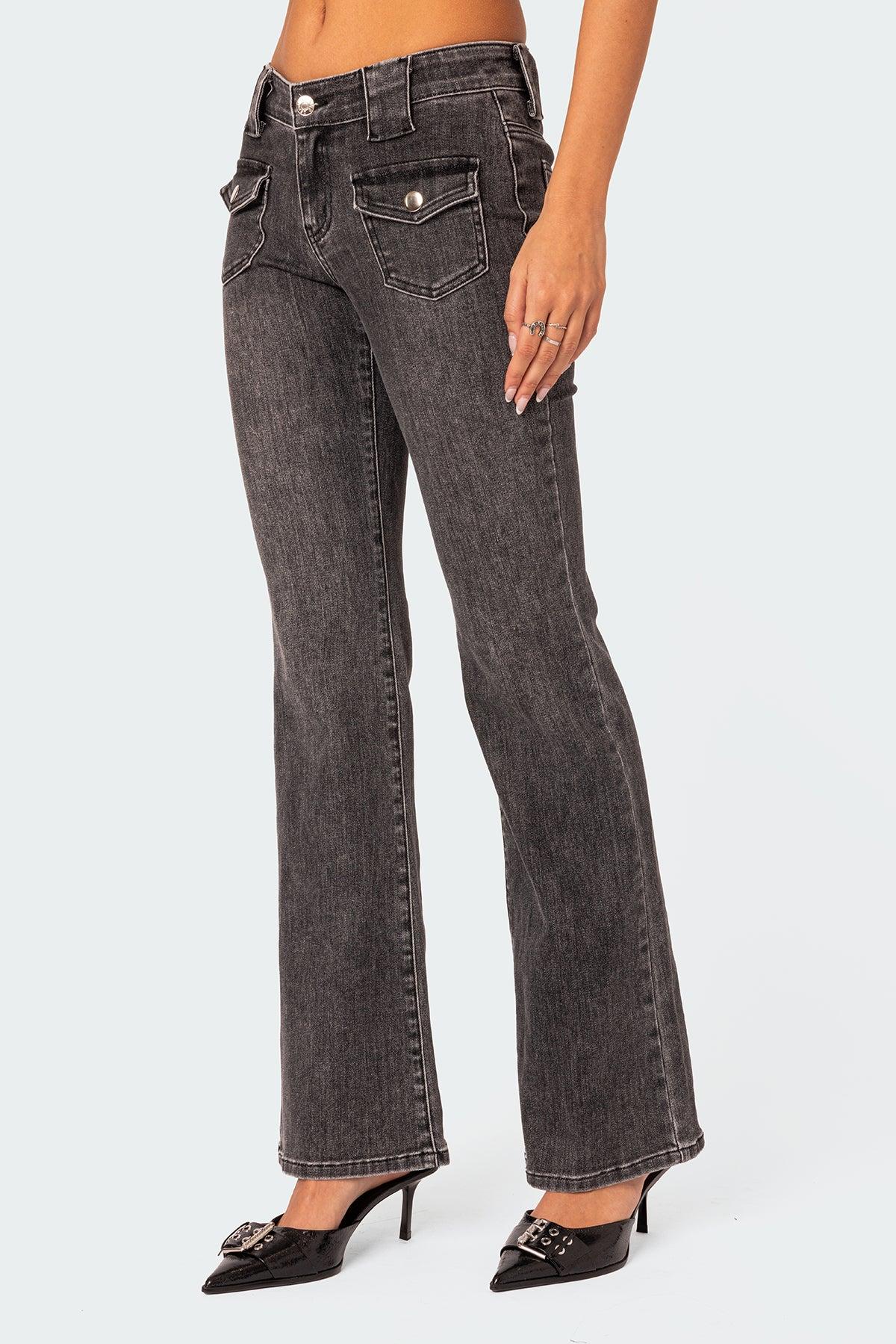 Tatum Washed Low Rise Flare Jeans Product Image