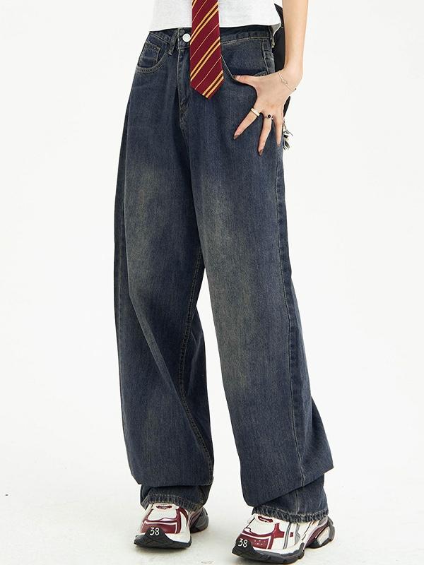 Vintage Blue Ripped Boyfriend Jeans Product Image