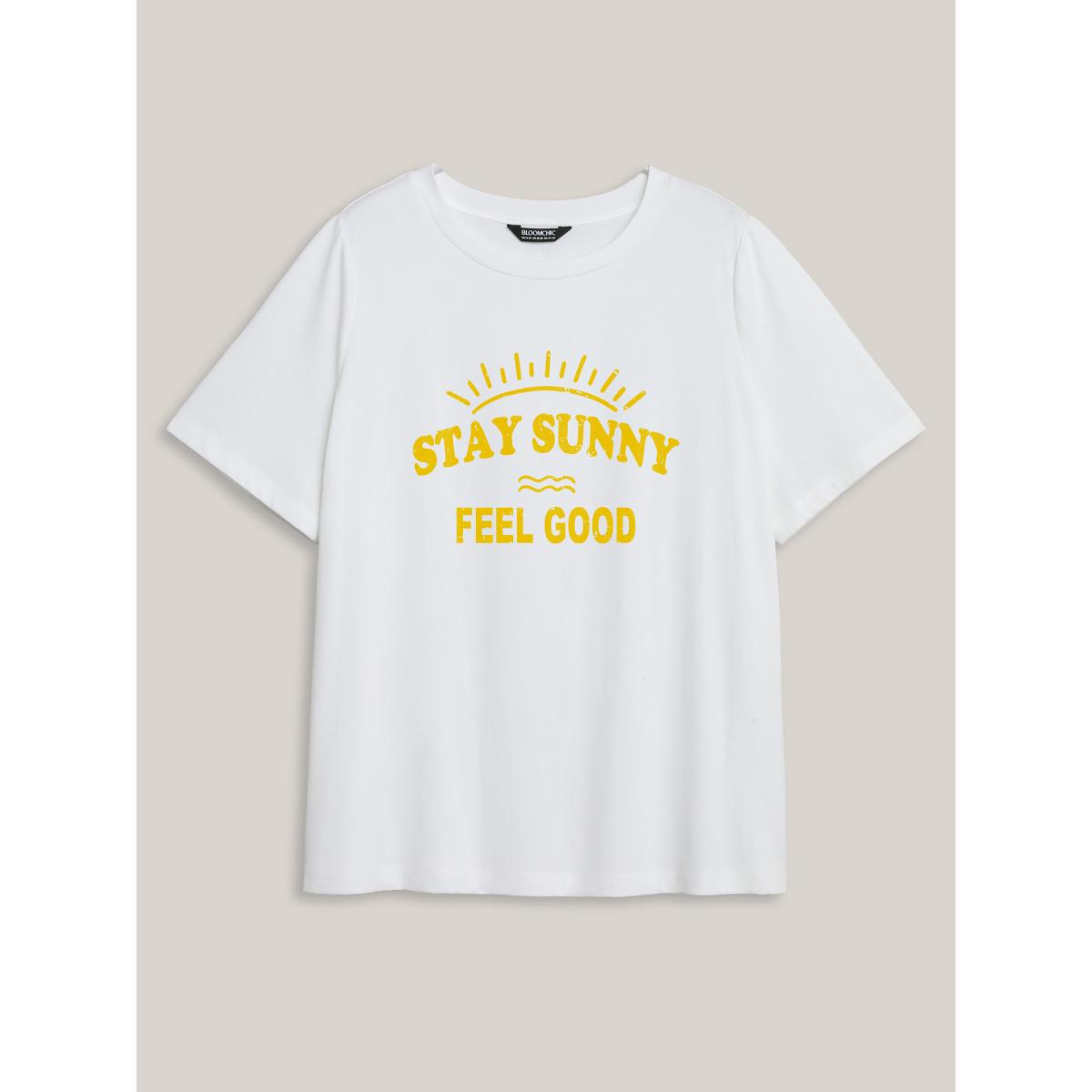 Plus Size Mountain View Print Round Neck T-Shirt Originalwhite Women Non Art&design Round Neck Everyday-Casual T-shirts BloomChic 30/6X Product Image