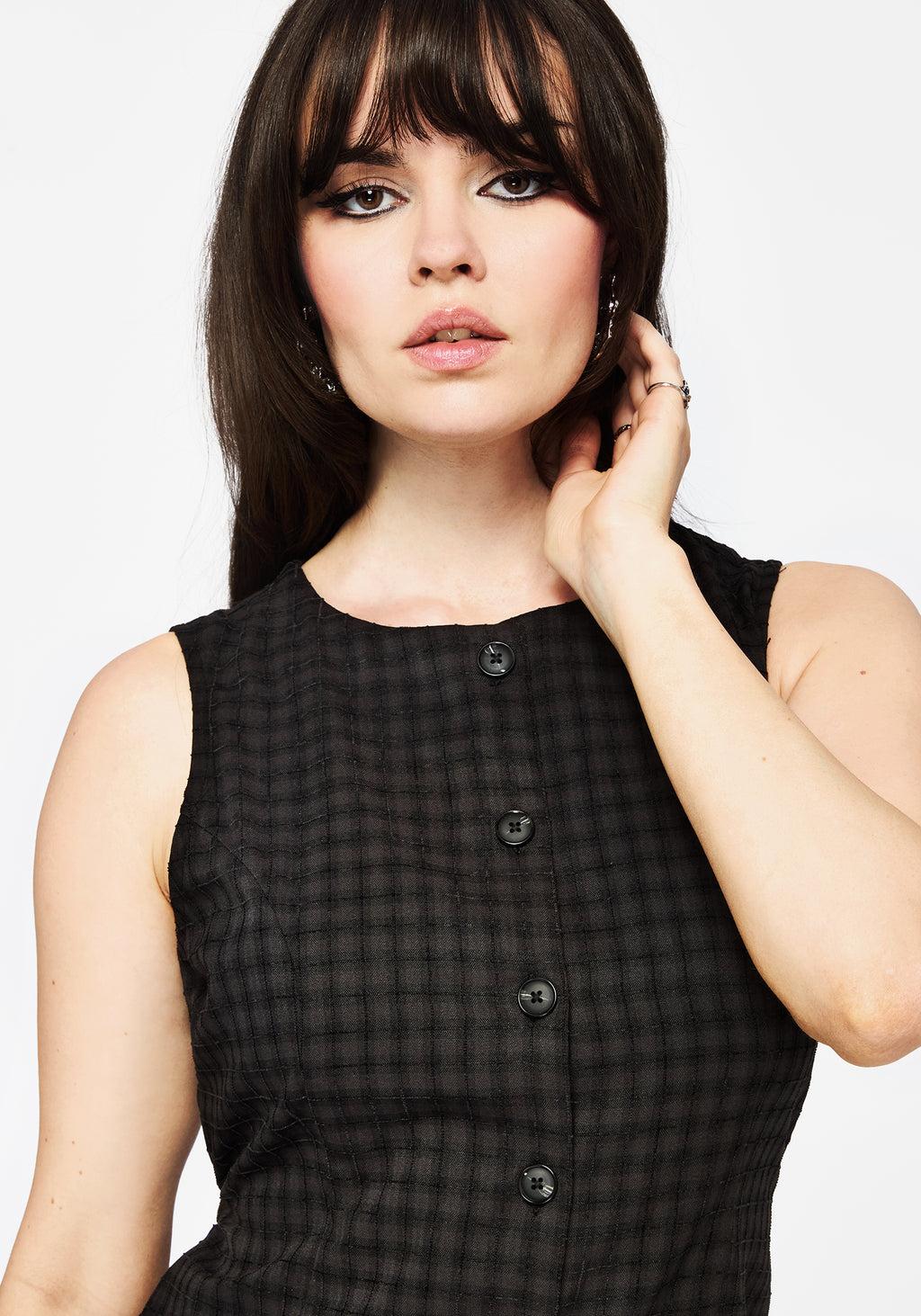 Ziggy Check Button Up Mini Dress Product Image