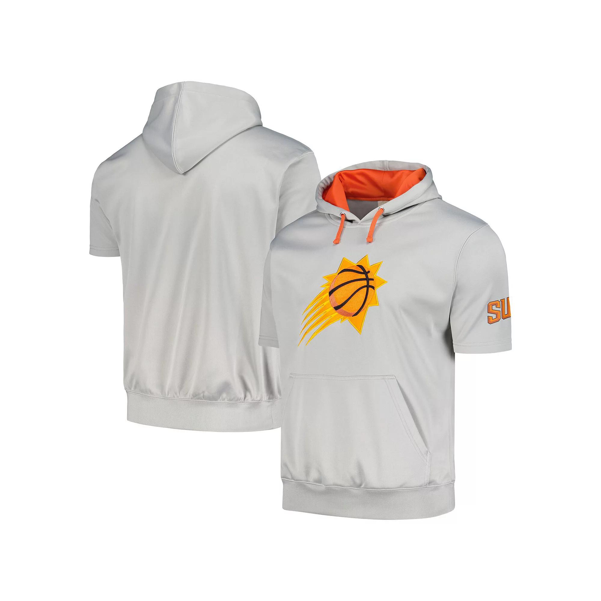 Men's Fanatics Branded Silver/Orange Phoenix Suns Short Sleeve Pullover Hoodie, Size: 3XL, Phx Silver Product Image