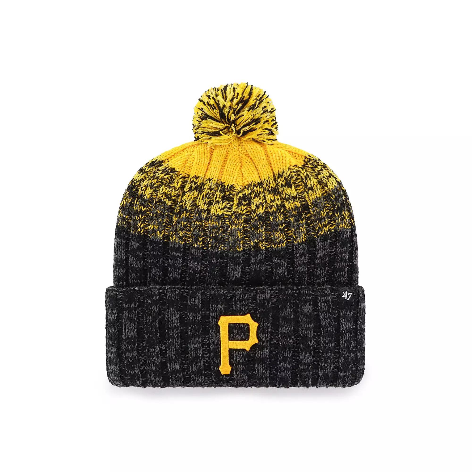 Men's '47  Black Pittsburgh Pirates Cascade Cuffed Knit Hat with Pom Product Image
