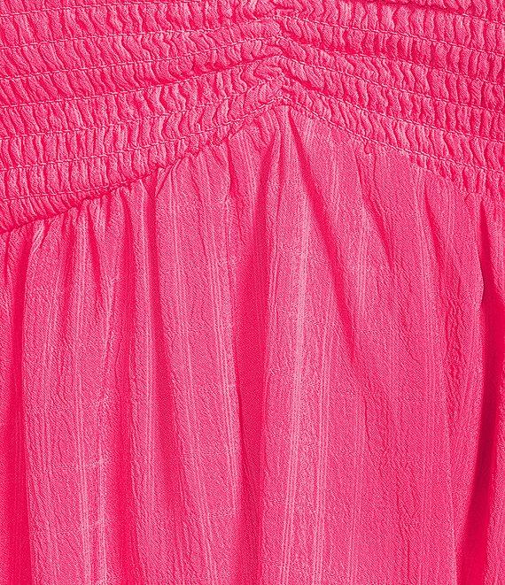 Allison & Kelly Short Sleeve Smocked Empire Waist Babydoll Tiered Mini Dress Product Image