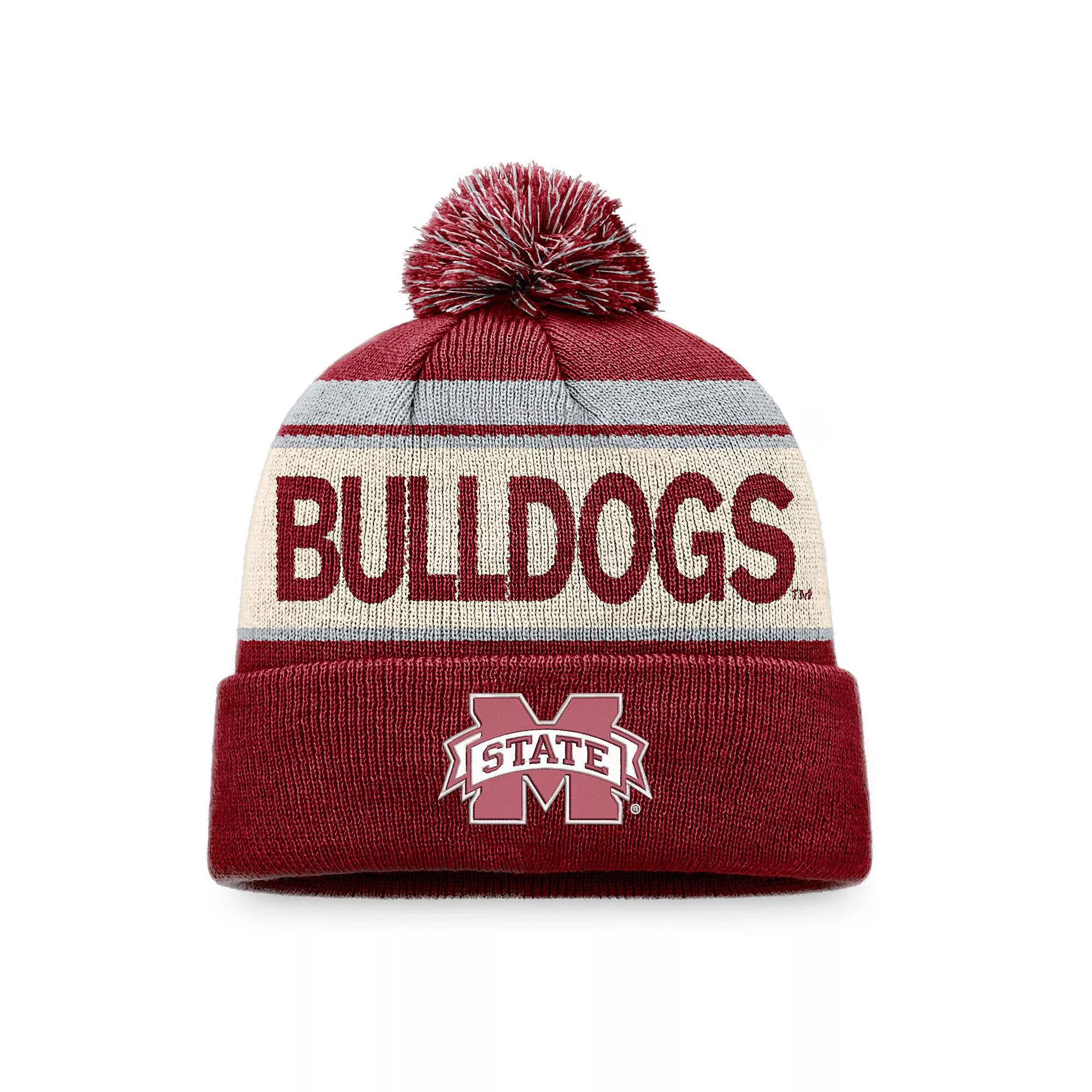 Men's Top of the World Maroon Mississippi State Bulldogs Prime Cuffed Knit Hat with Pom, Mst Red Product Image