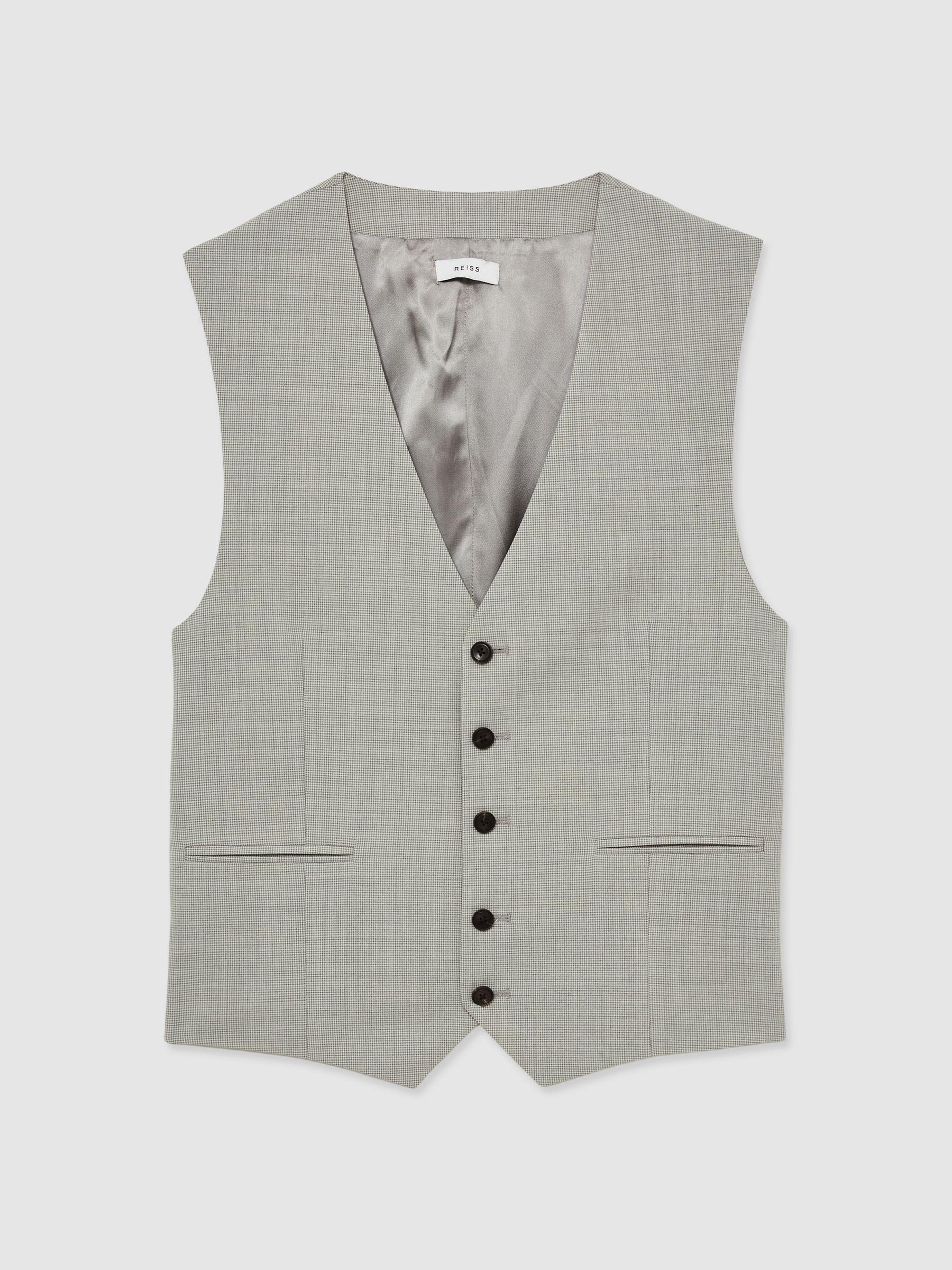 Puppytooth-Check Suit Waistcoat Wool-Blend in Grey Product Image