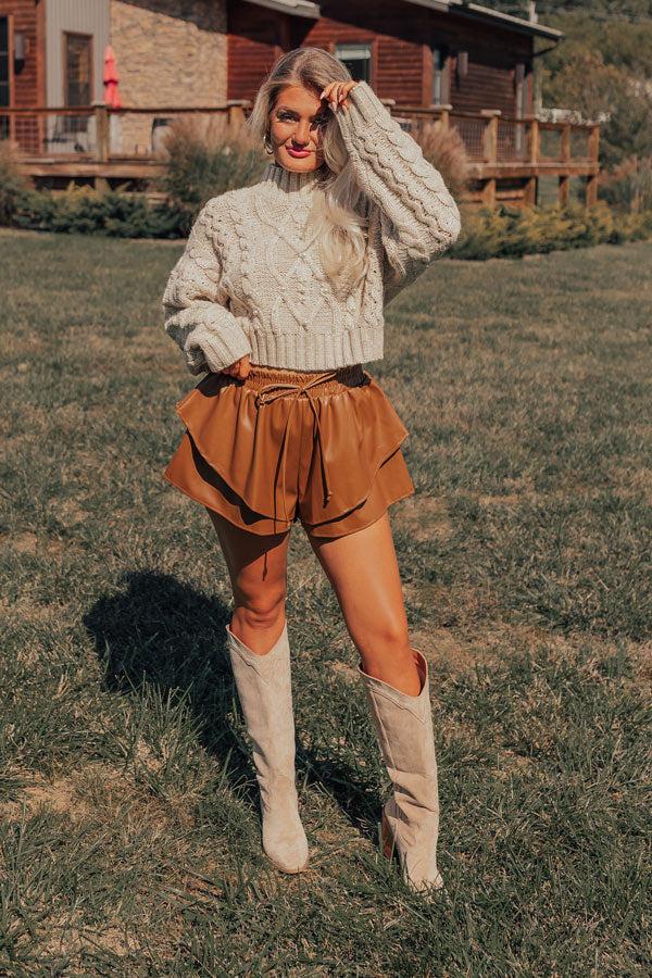 Midnight Kiss High Waist Faux Leather Shorts In Camel Product Image