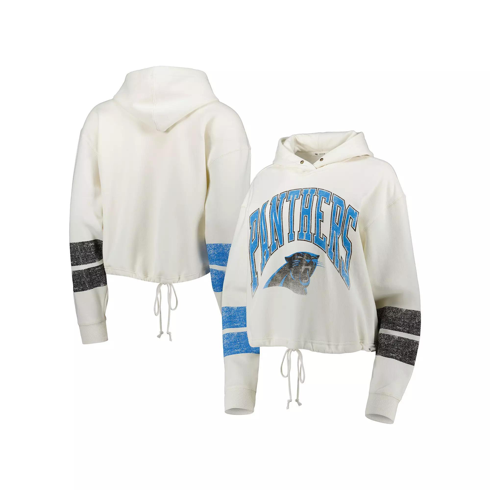 Women's '47 Oatmeal Carolina Panthers Harper Pullover Hoodie,  Product Image