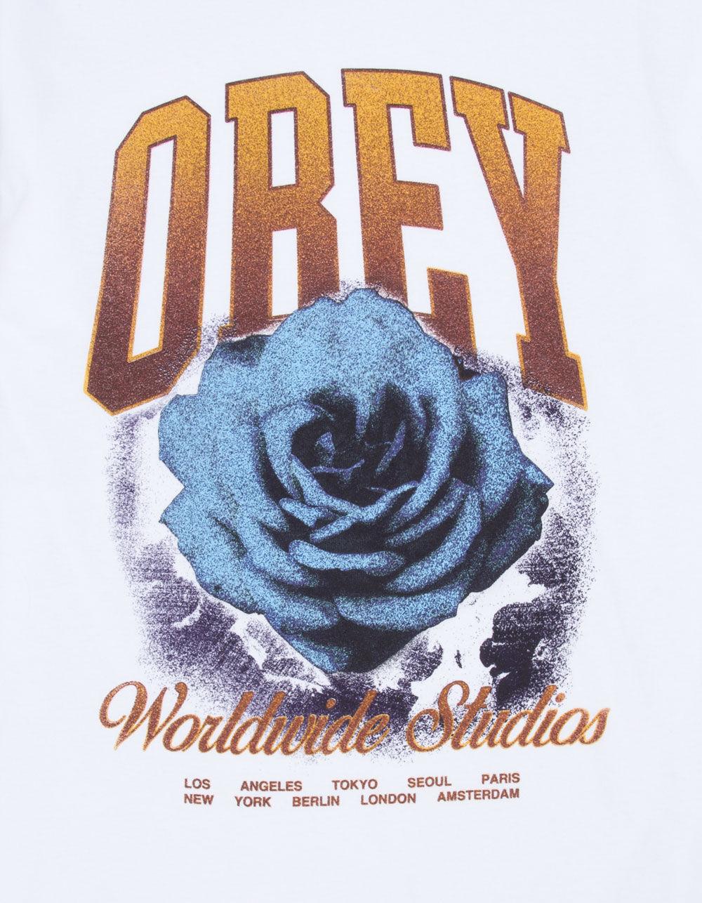 OBEY Studio Rose Mens Heavyweight Boxy Tee - WHITE Product Image