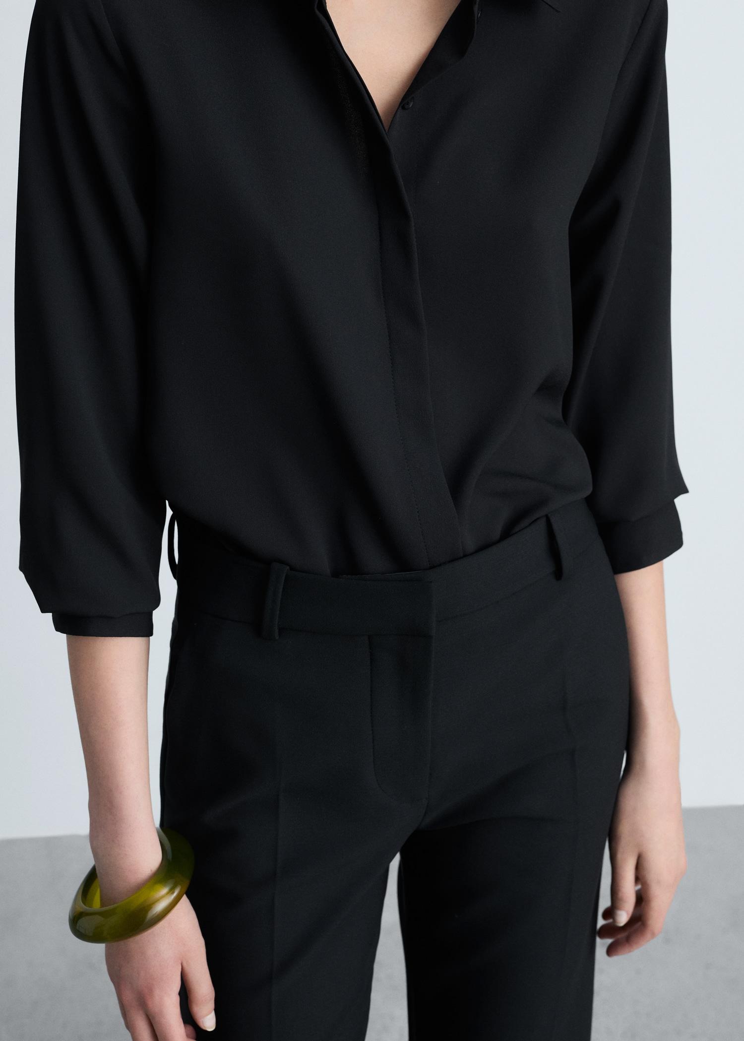 Fluid long-sleeved shirt - Women | MANGO USA Product Image