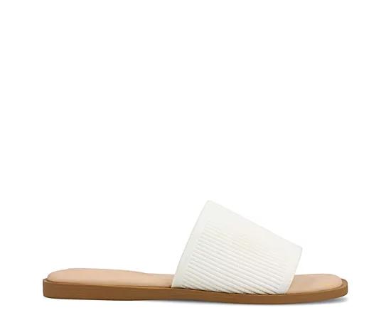 Journee Prisilla Women's Linen Slip On Slide Sandals,  Product Image