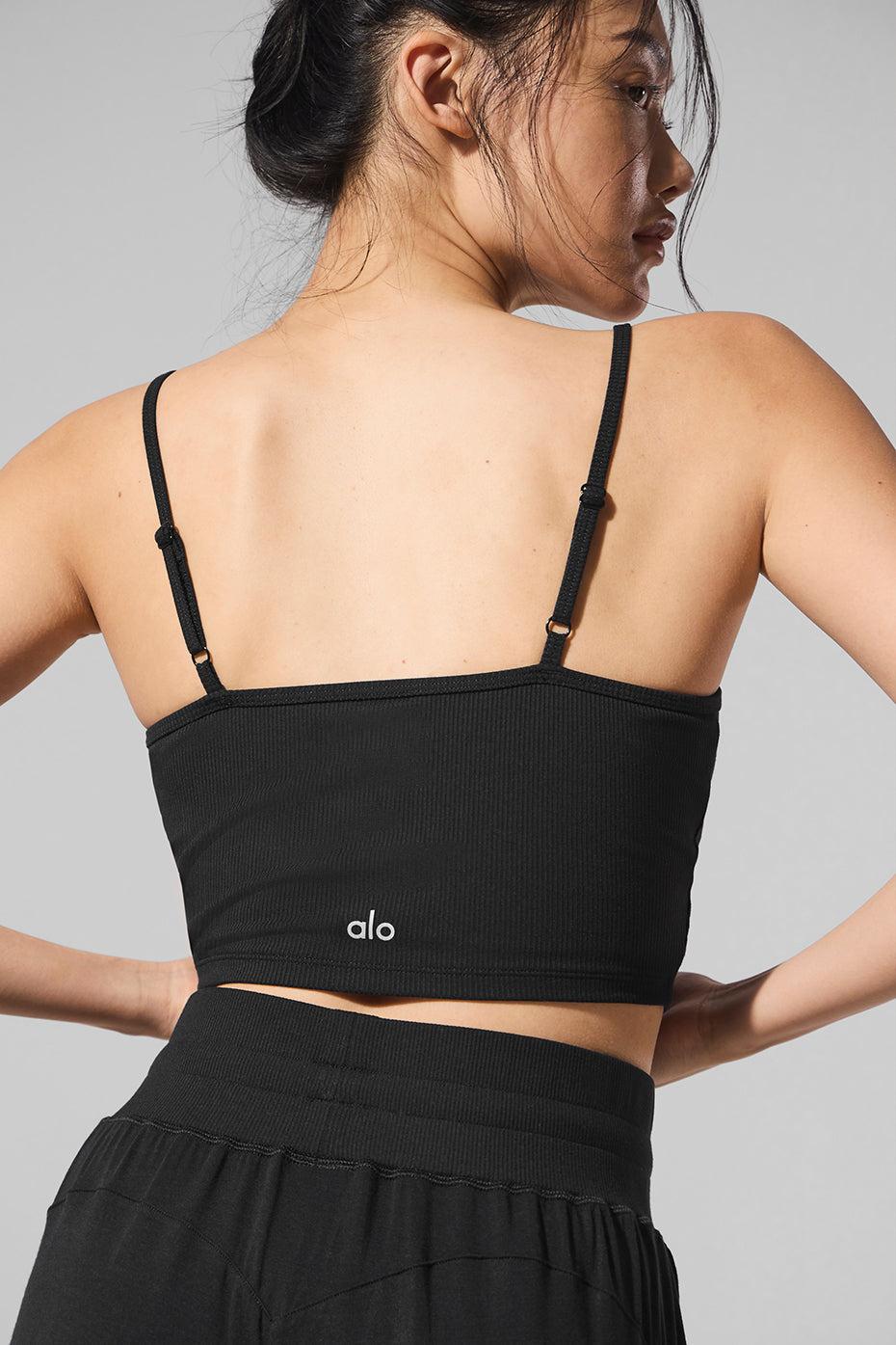 Ribbed Delicate Lounge Tank - Black Product Image