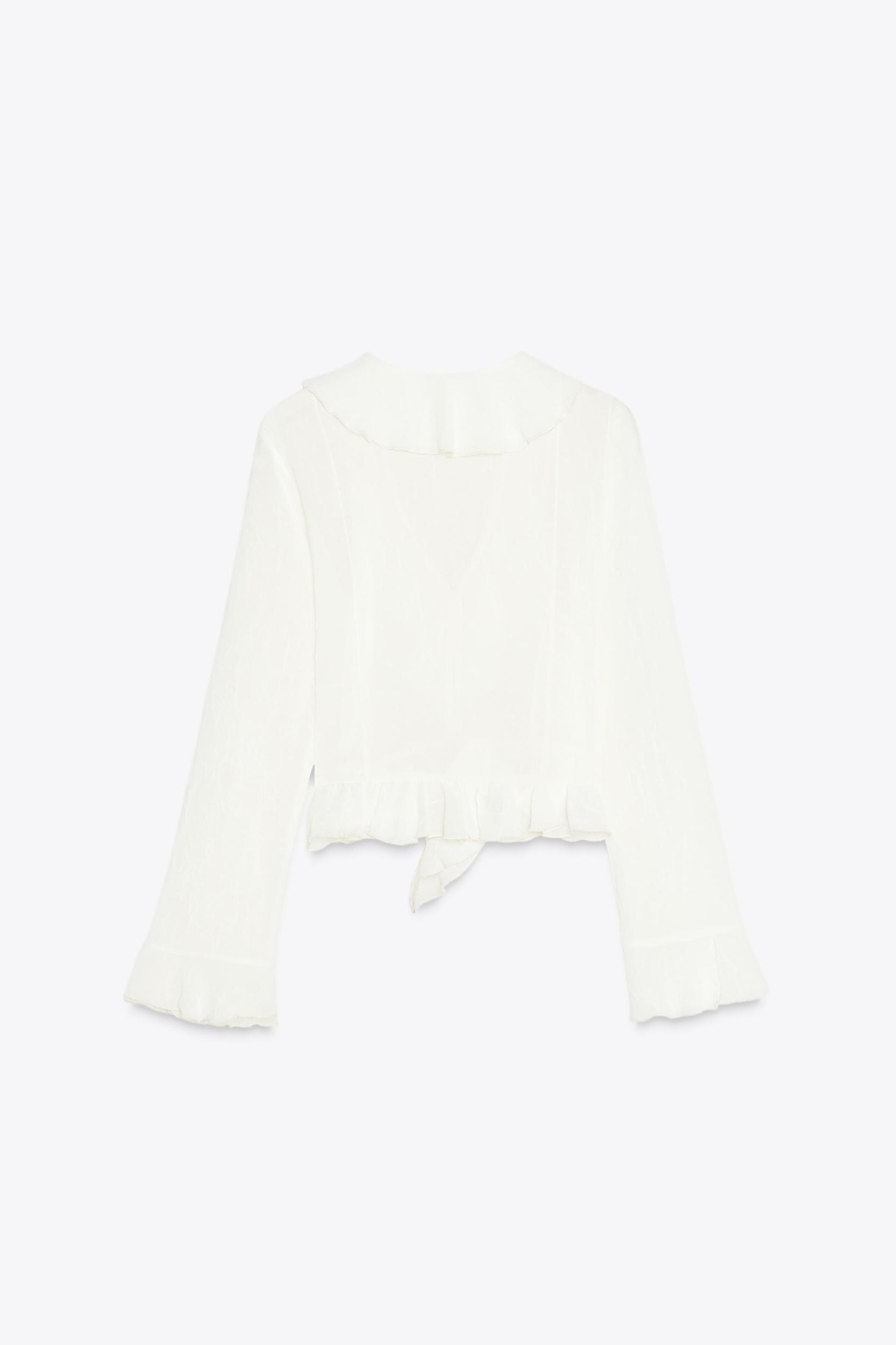 SEMI-SHEER BLOUSE WITH RUFFLES Product Image