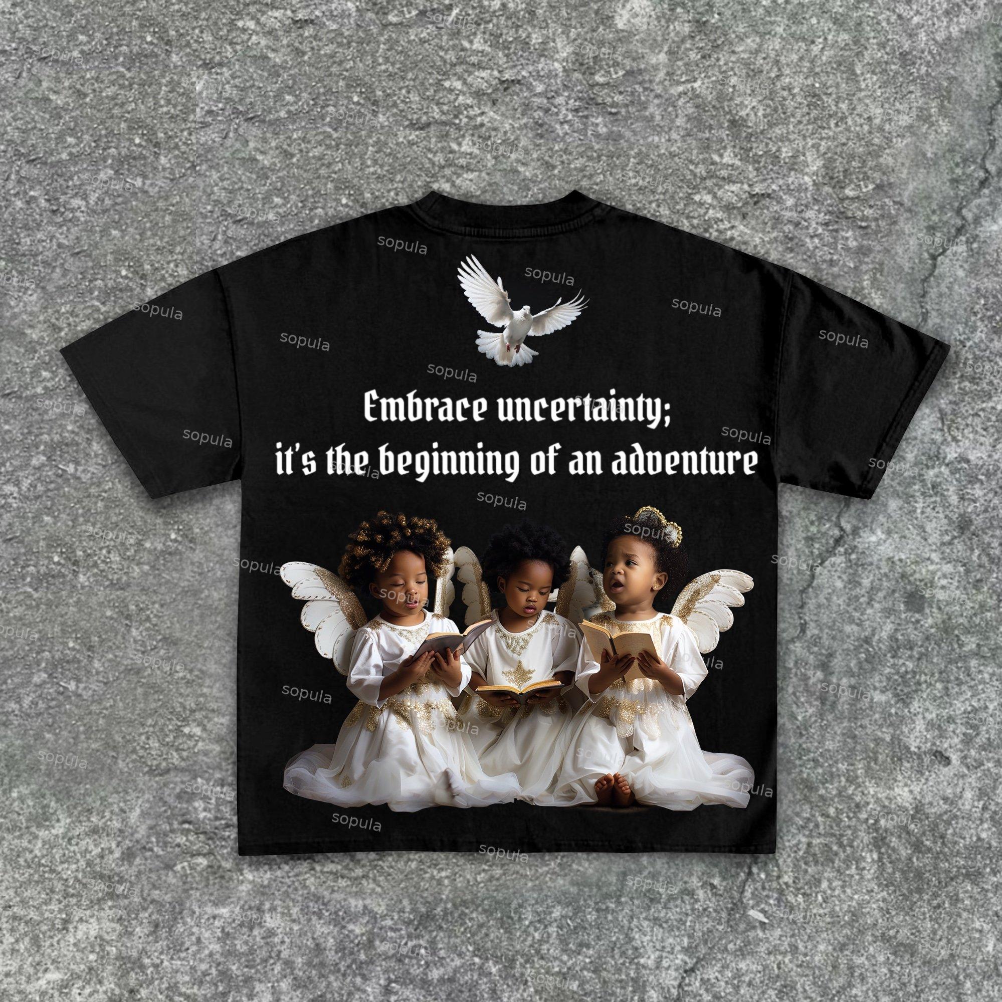 Casual God's Guidance Print Cotton T-Shirt Product Image