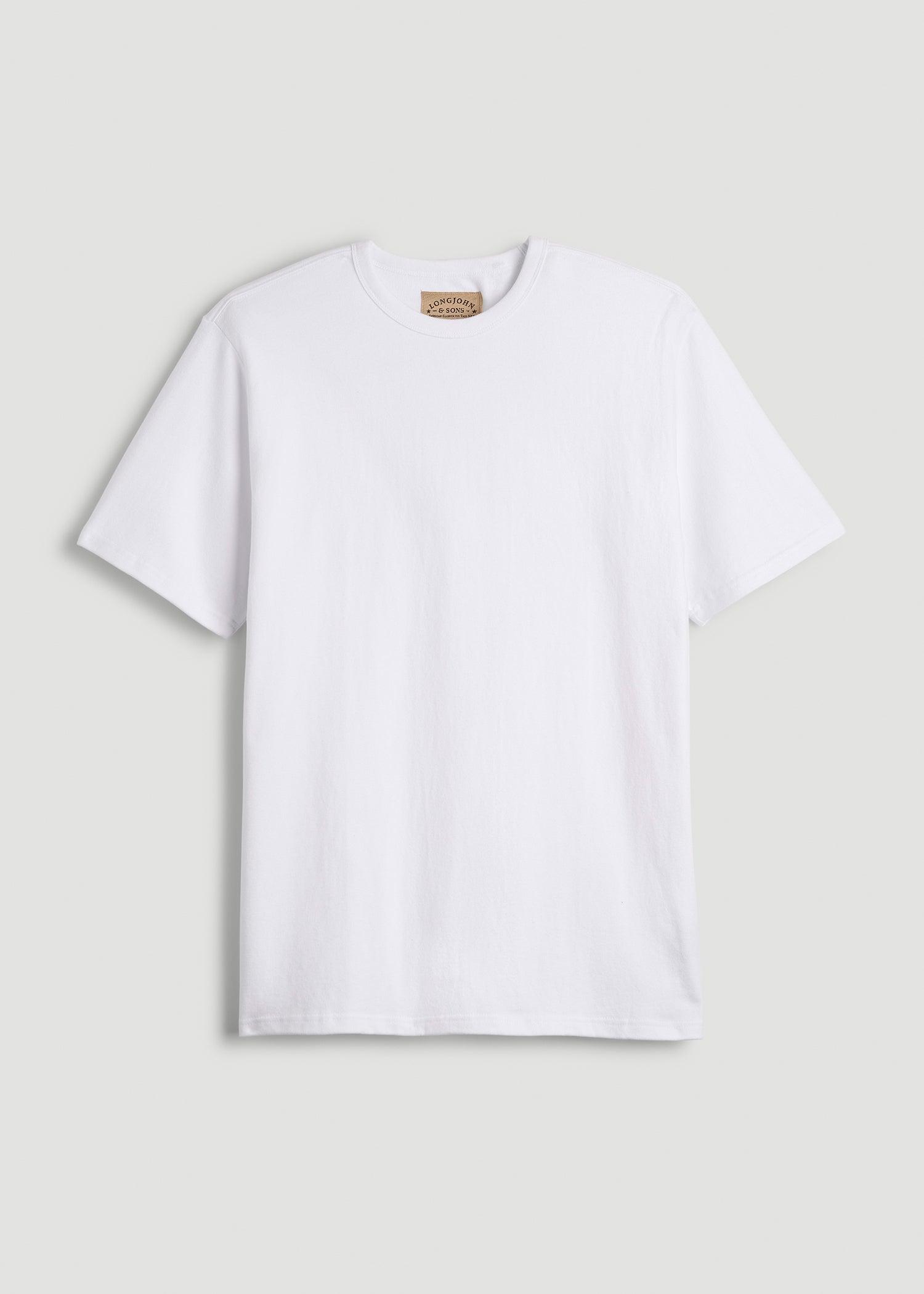 LJ&S Heavyweight Relaxed Fit Tee for Tall Men in White Male Product Image