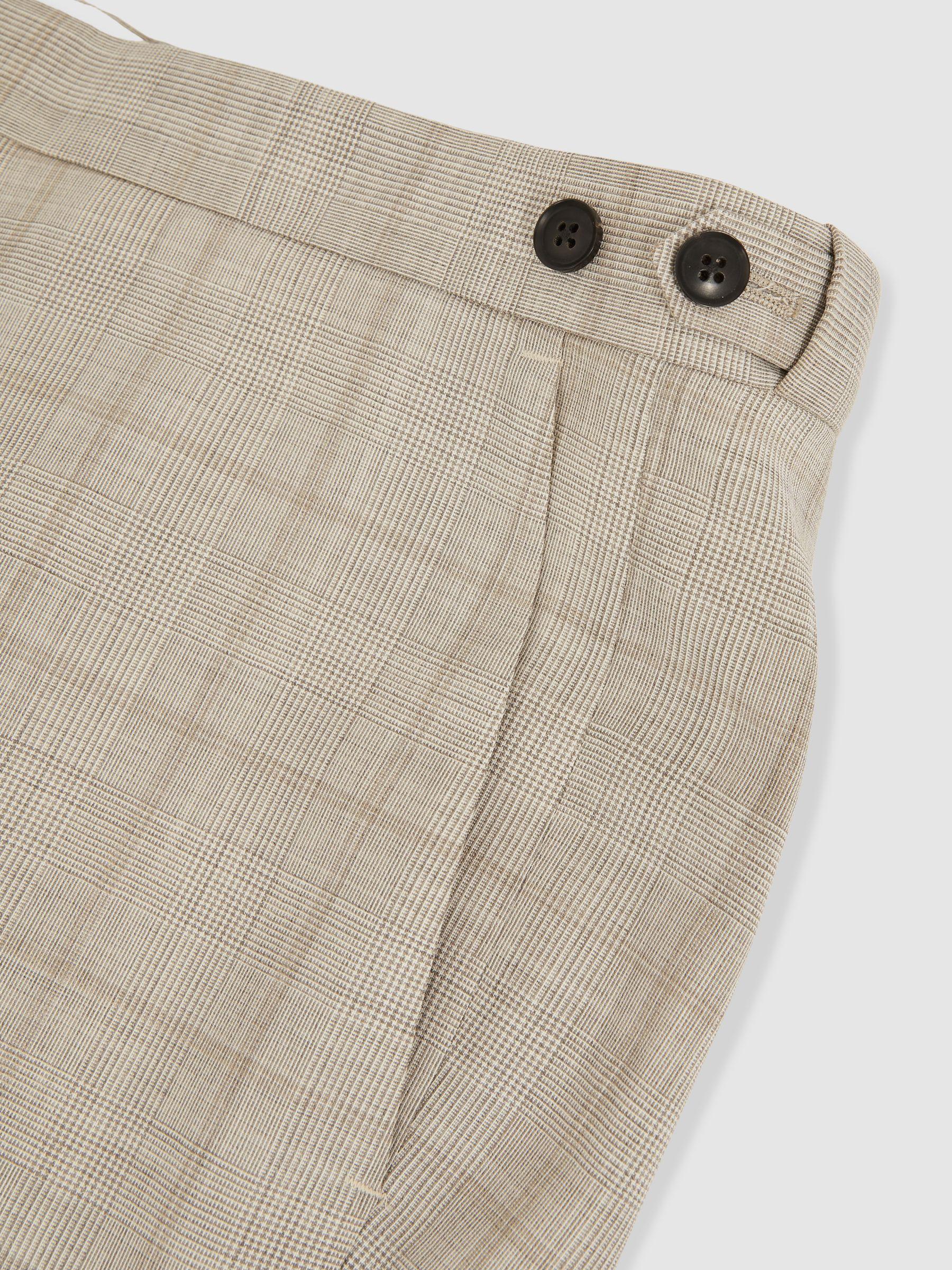 Slim-Fit Single-Breasted Wool Check Suit Blazer in Oatmeal Brown Product Image