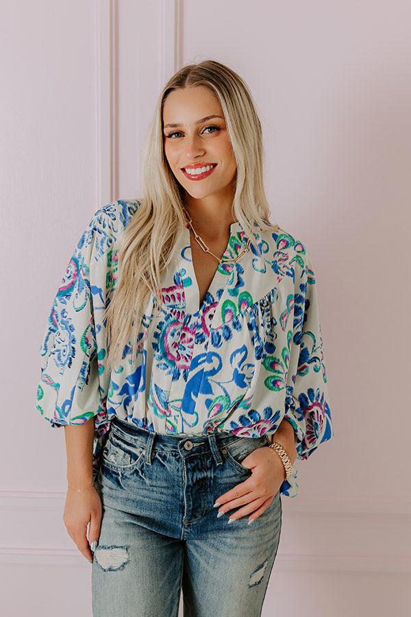 Cocktail Hour Floral Bodysuit in Blue Product Image