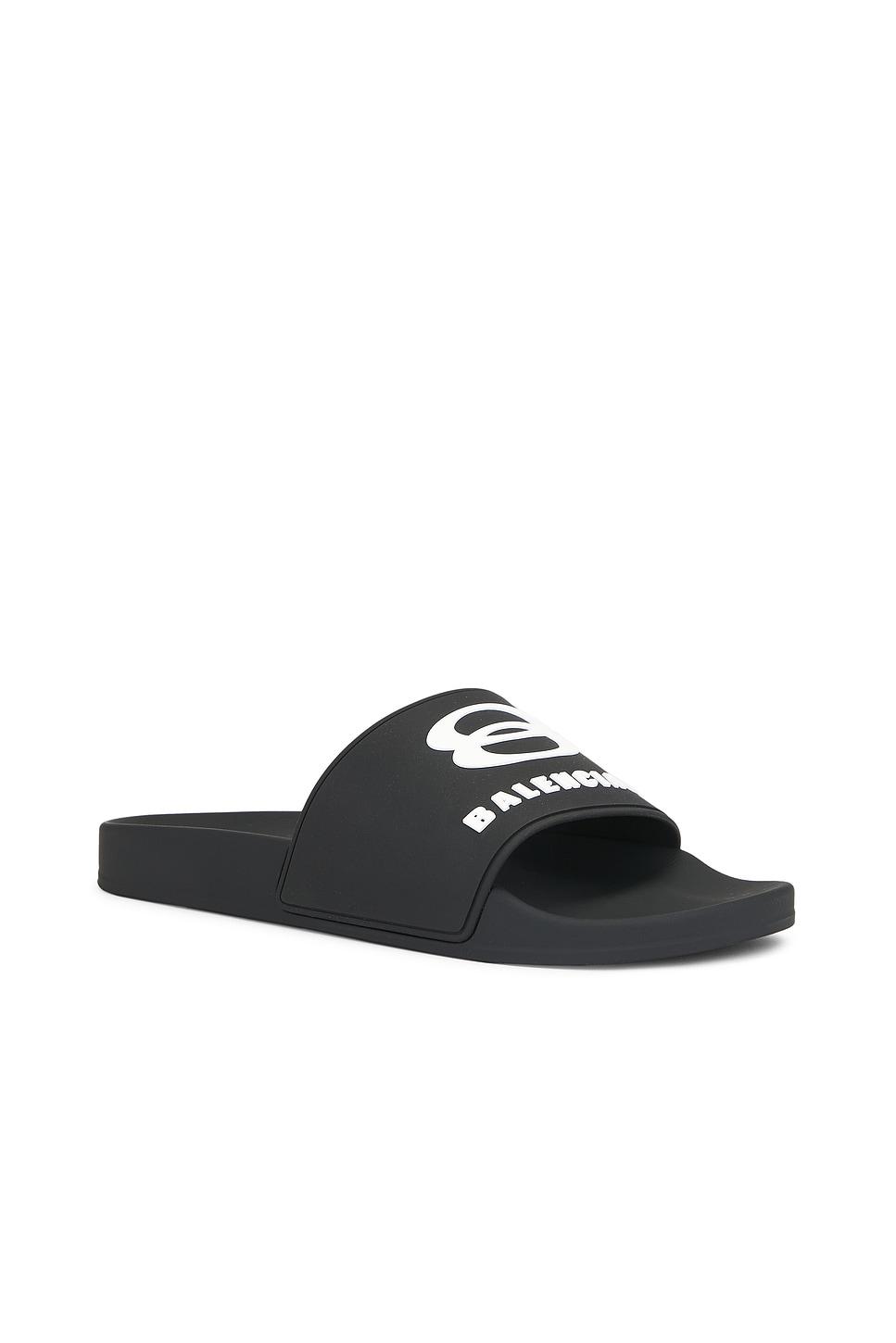 BALENCIAGA Rubber Slide Sandals For The Pool Men In Black White Product Image