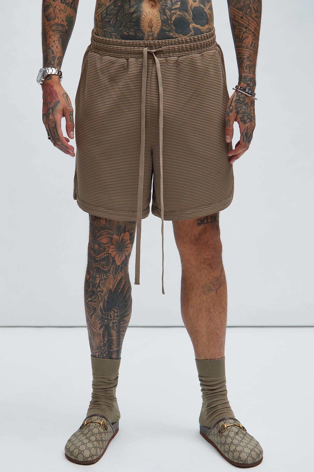 Zyler Textured Shorts - Taupe Product Image
