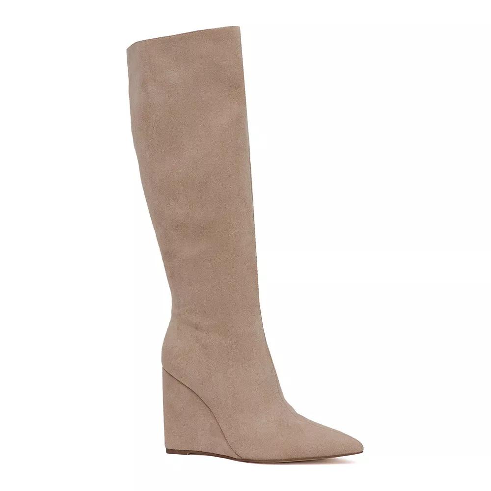 Yoki Erlinda Women's Wedge Over-The-Knee Suede Boots, Size: 8.5, Beige Product Image