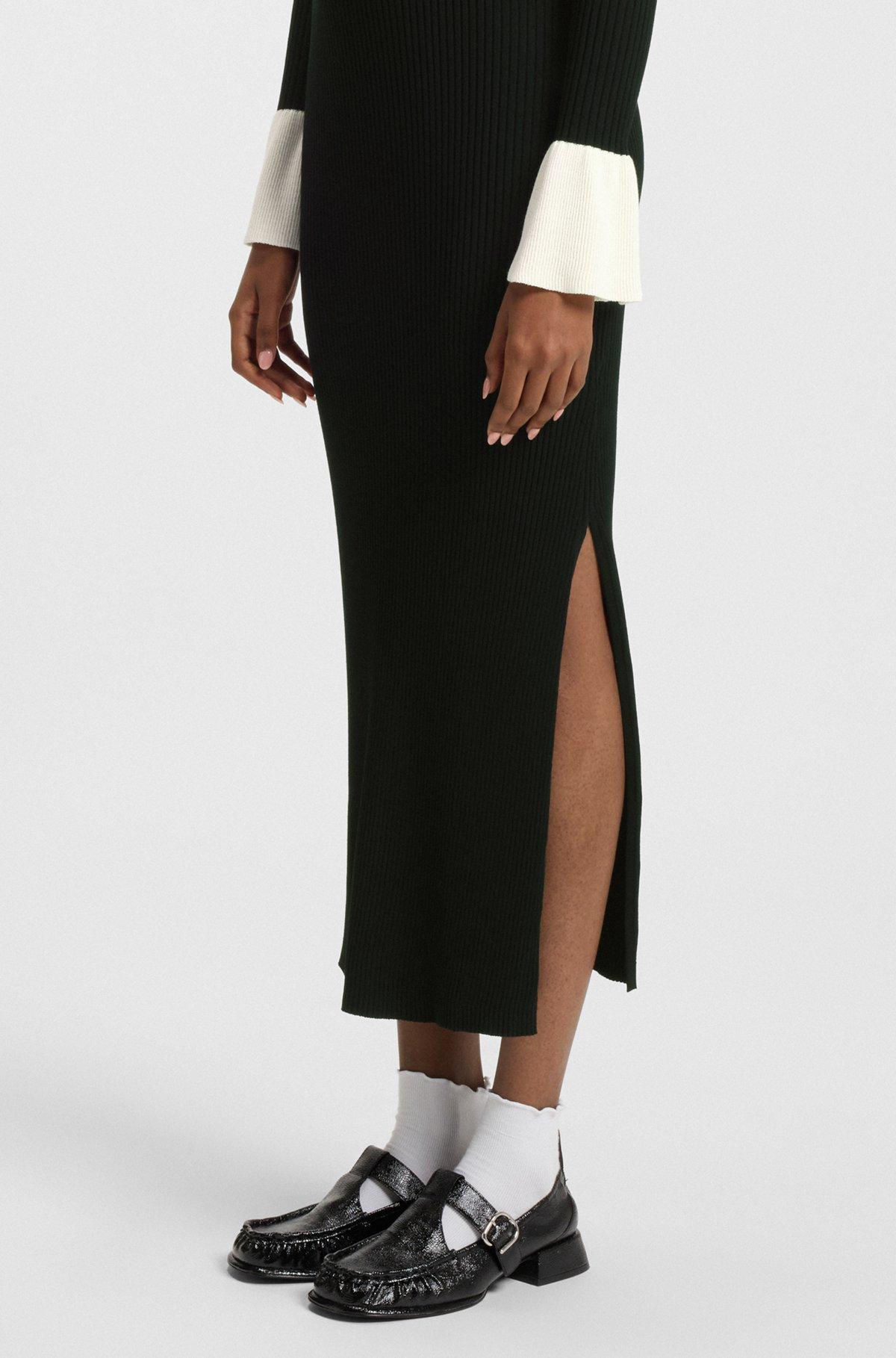 Knitted tube dress with stacked-logo keyhole placket Product Image