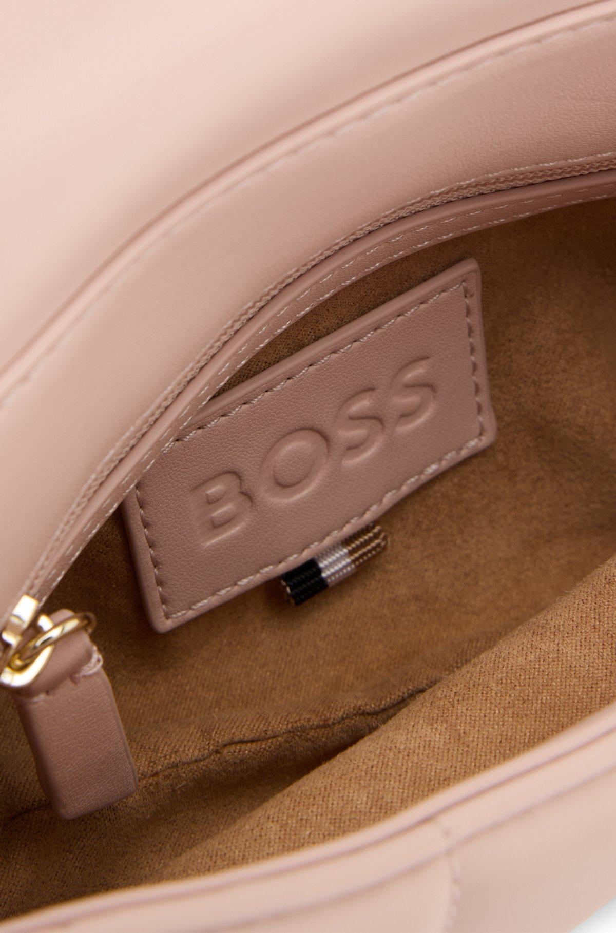 BOSS - Quilted shoulder bag with Double B monogram trim - Light Purple Product Image