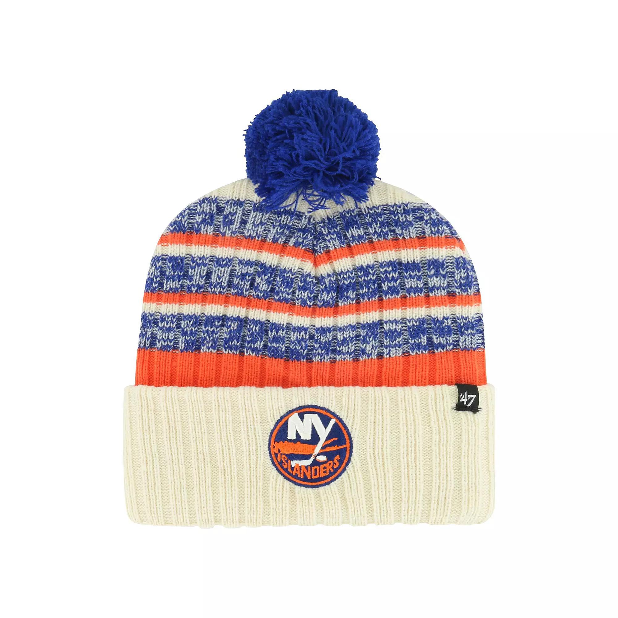 Men's '47 Cream New York Islanders Tavern Cuffed Knit Hat with Pom, Isl Beige Product Image