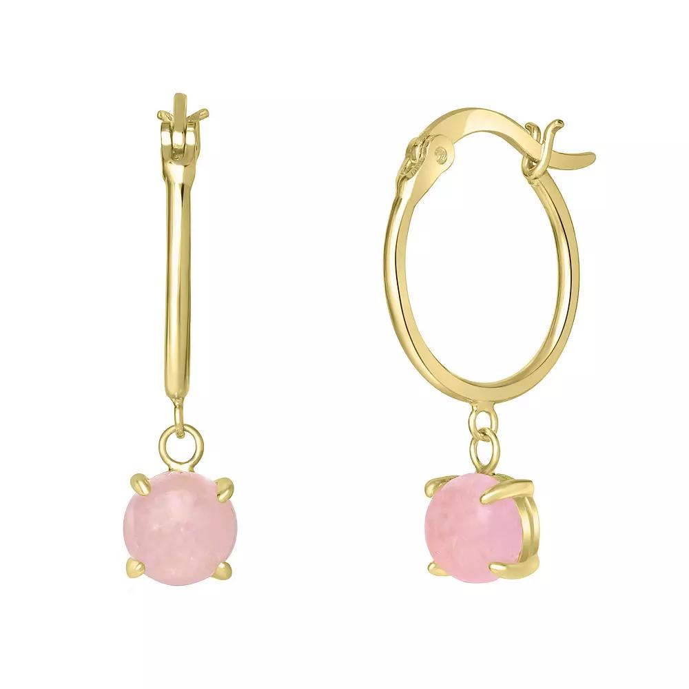Gemistry 14k Gold Over Sterling Silver Stone Drop Hoop Earrings, Women's, Purple Product Image