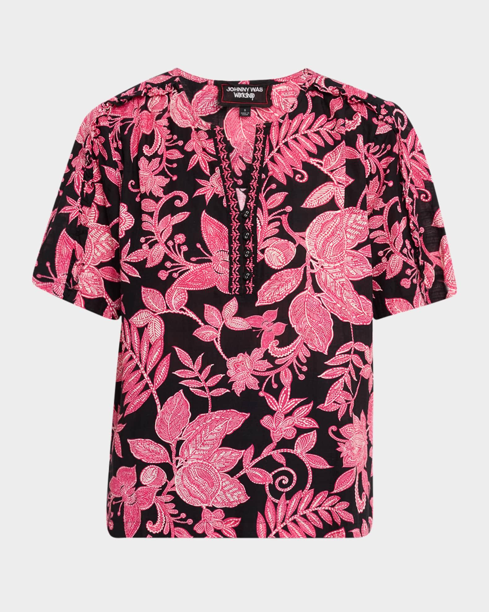 Floral-Print Ruffle Cotton Top Product Image