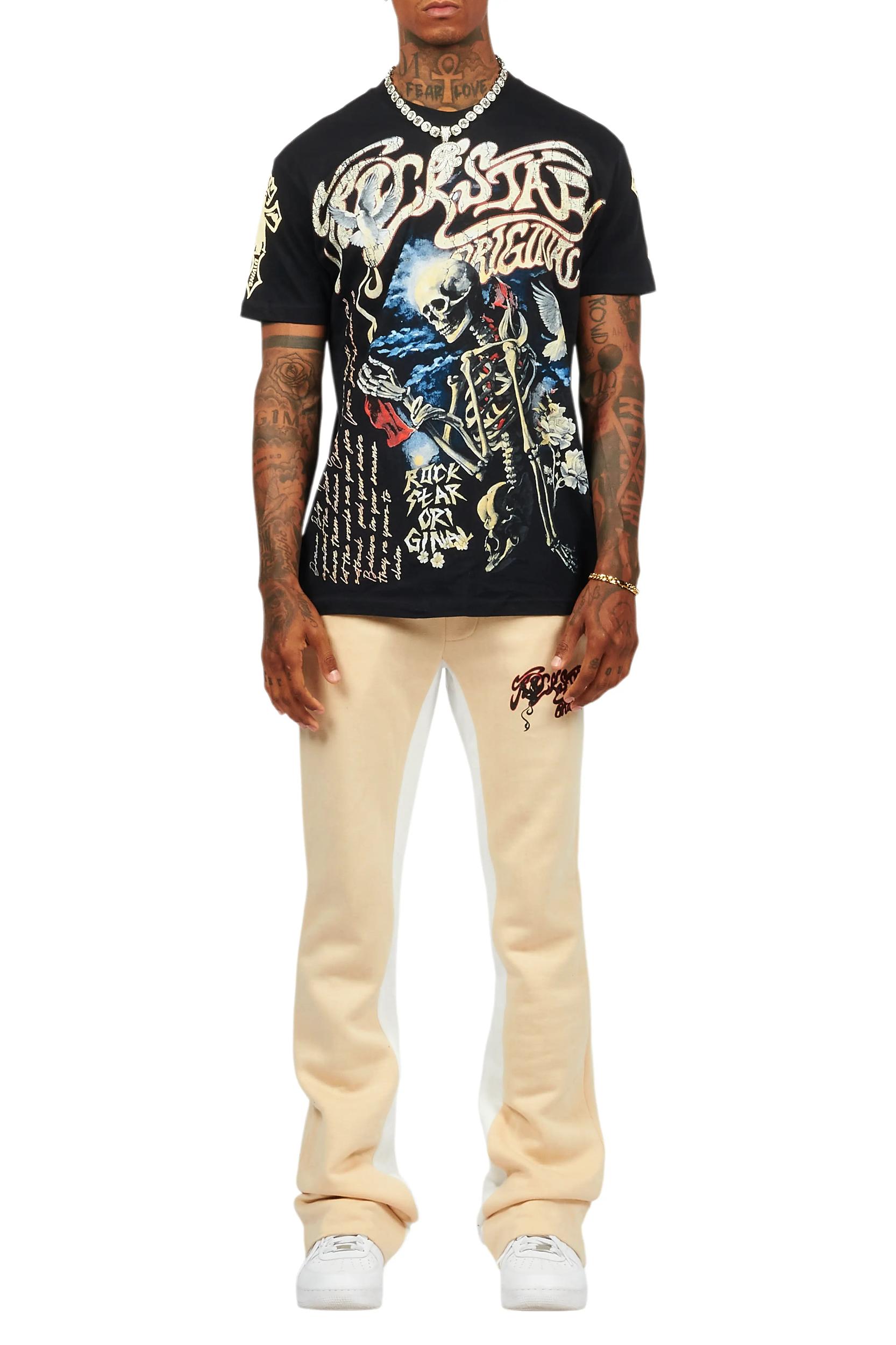 Danby Black/Beige T-Shirt/Baggy Pant Set Male Product Image