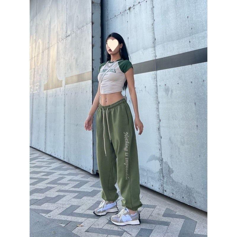 Lettering Drawstring Sweatpants Product Image