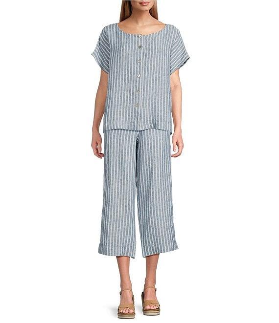 Bryn Walker Stripe Linen Flat Front Straight Leg Coordinating Pants Product Image